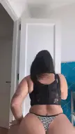Latina PAWG in a black lace bustier and leopard print thong shaking her buttocks