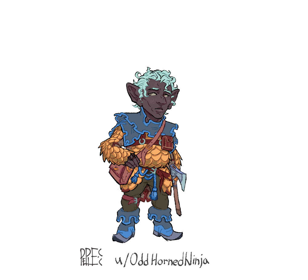 [OC][Art] Deep Gnome Character sketch for u/OddHornedNinja