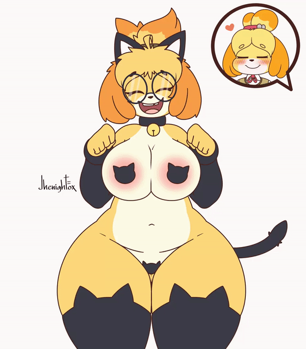Furry and anthropomorphic art featuring Isabelle from Animal Crossing and other monster girls and muscular characters.