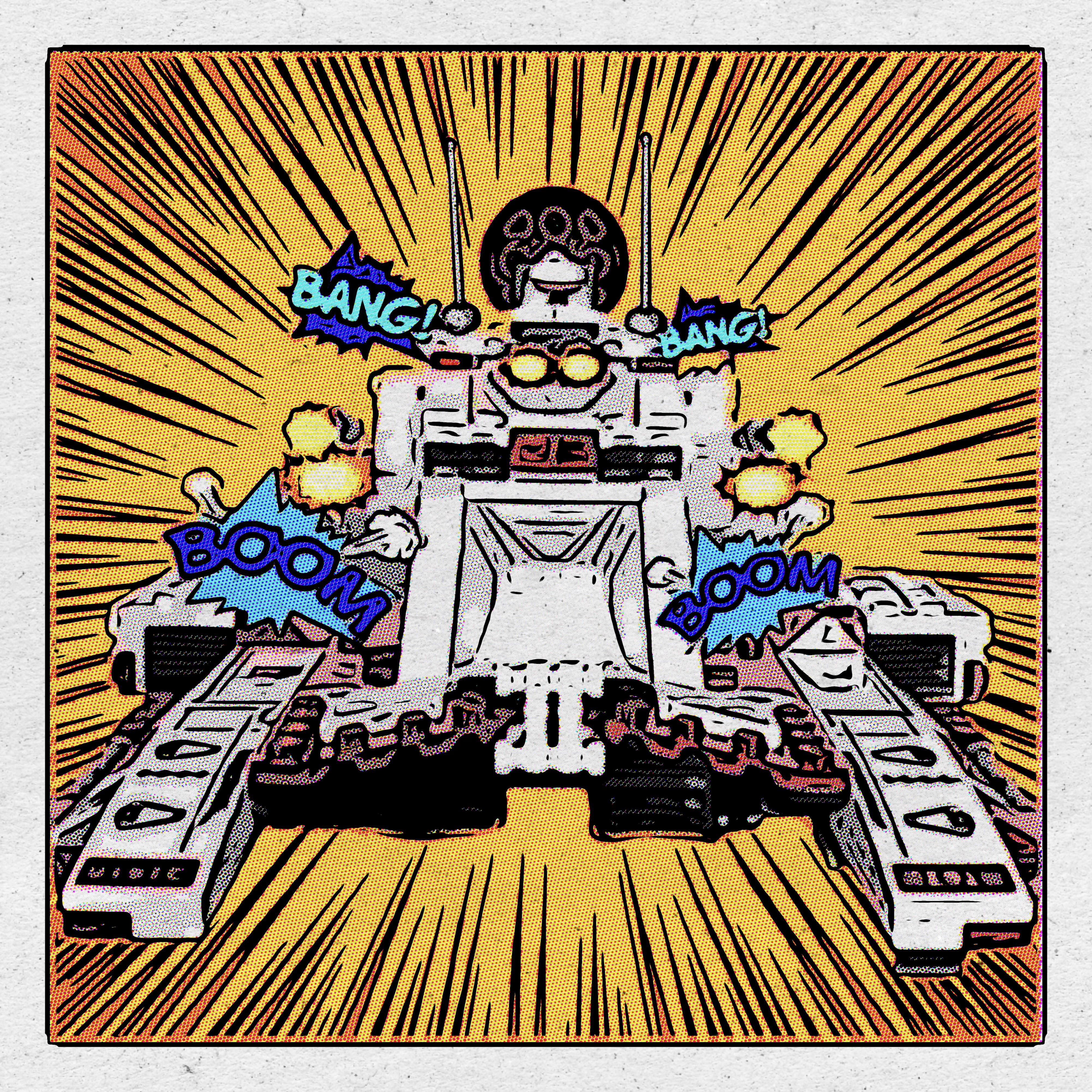 LEGO Star Wars spaceship MOC with pop art oil painting and funny comics digital art effects