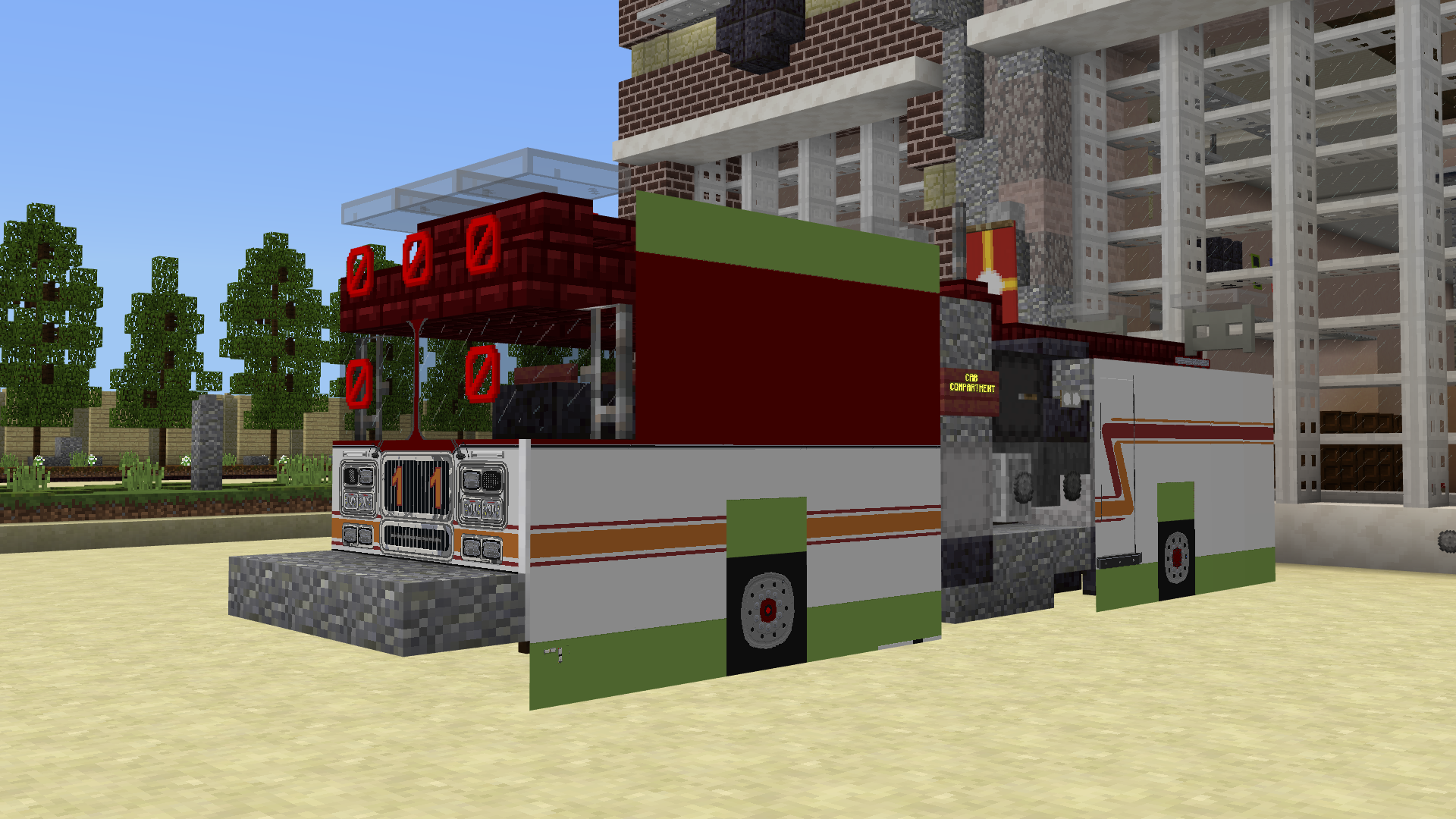 Hand made fire truck map art in Minecraft. (not complete) | Scrolller