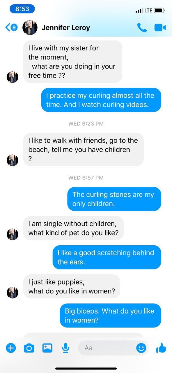 Jennifer Leroy sexting and dirty talk in a series of text posts