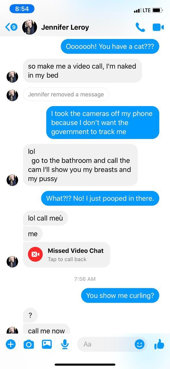 Jennifer Leroy sexting and dirty talk in a series of text posts
