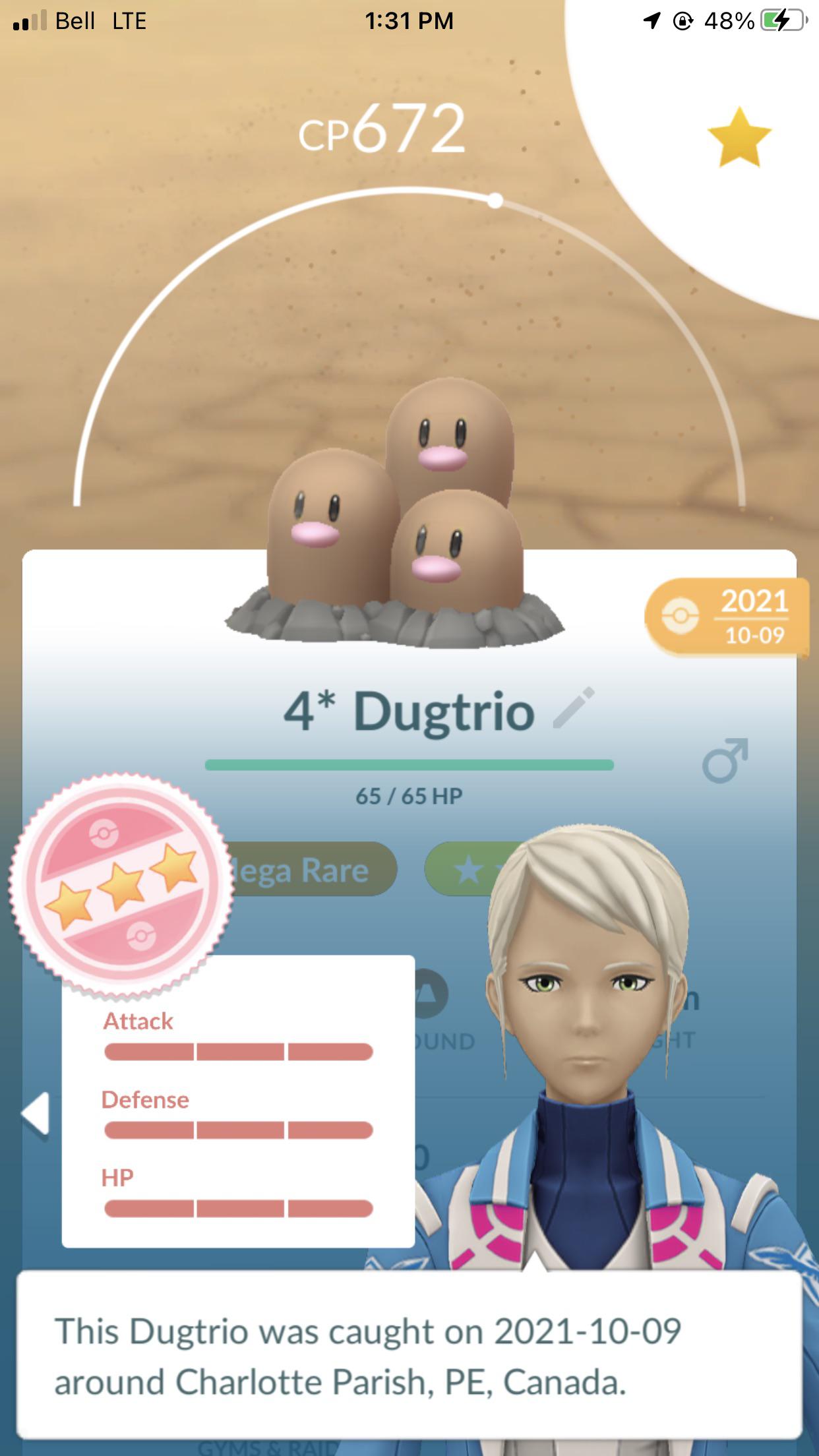 Caught this Shiny Diglett yesterday and evolved it into Shiny Dugtrio ...