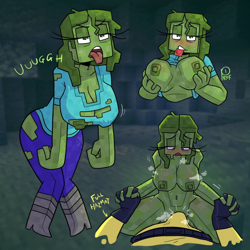 TentaBat digital art of busty Minecraft monster girls and anthropomorphic characters with ahegao expressions