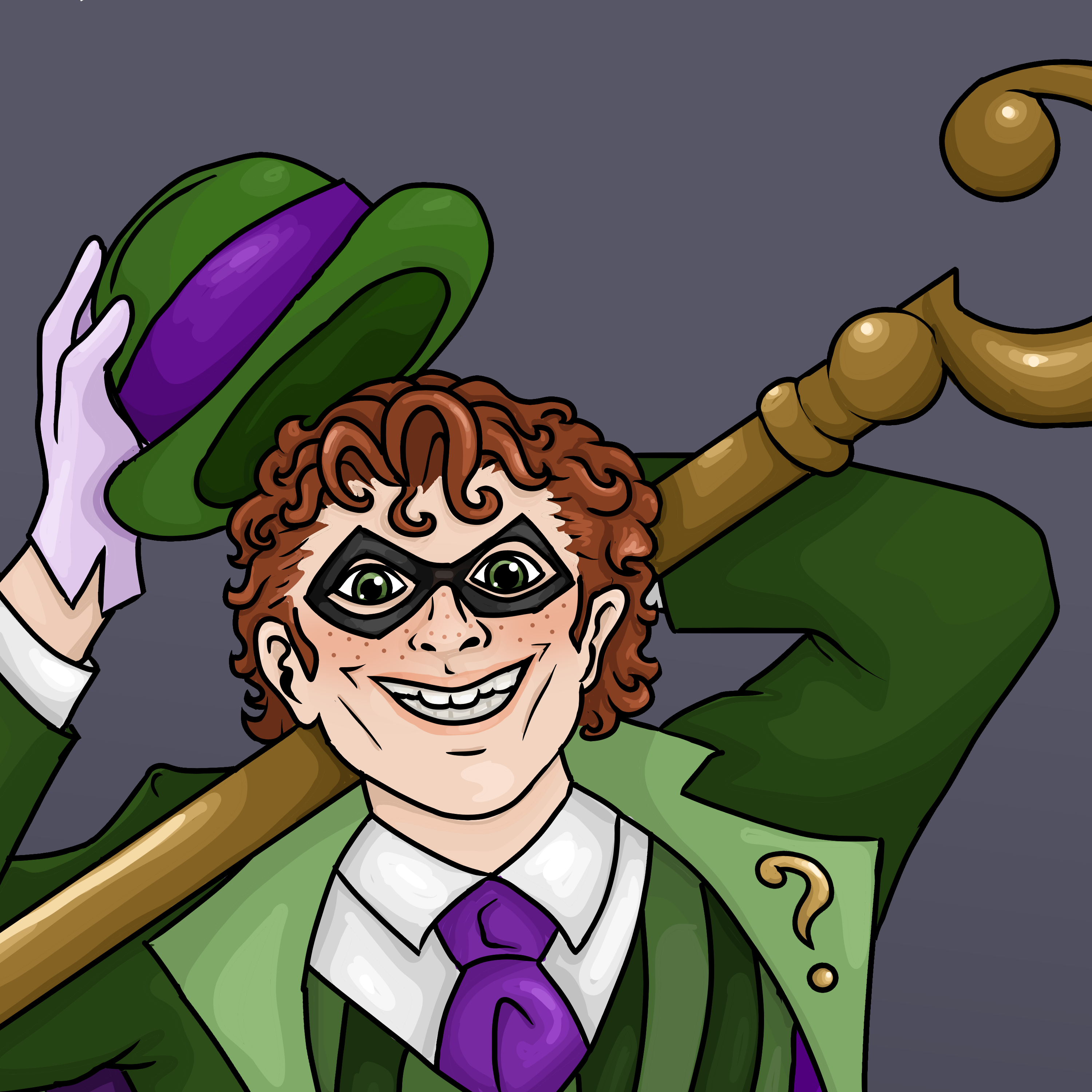 [OC] My Drawing of the Riddler! (incl. close ups and alts without ...