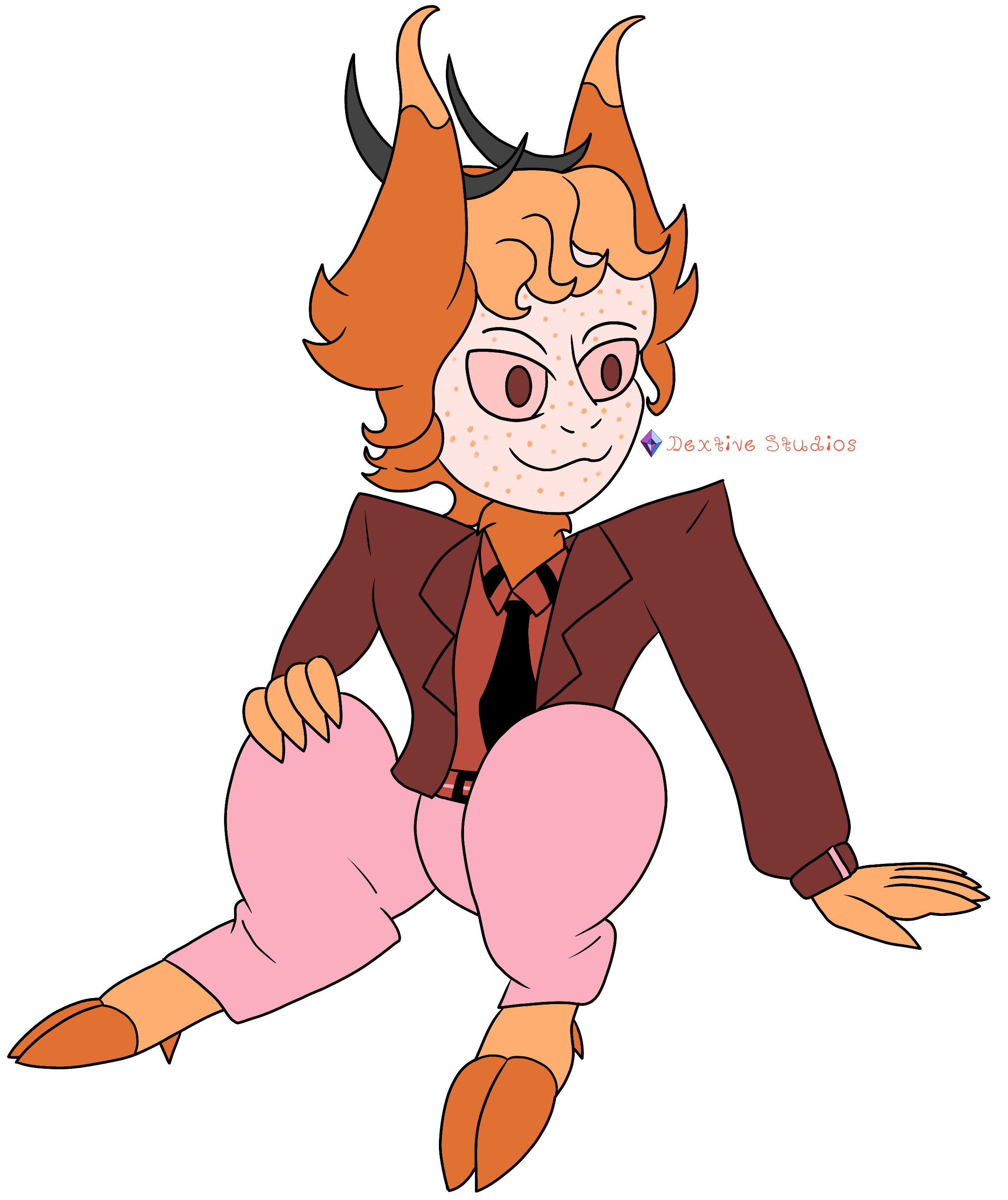 This is Rabo - a deer sinner I made because that is somehow NOT oversaturated in this fandom? Usually the same species of the fan favorite is oversaturated in fandoms. Weird. (And because cringe is dead, obviously the lil' dude is adopted by Alastor.)