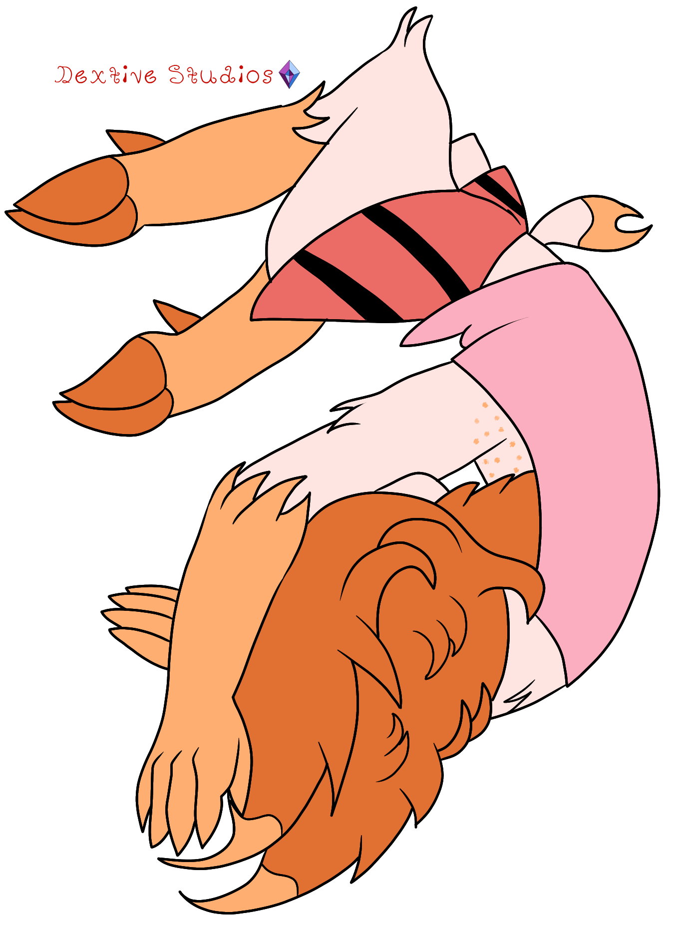 Rabo, a deer sinner from Hazbin Hotel with orange fur, horns, a brown blazer, and pink pants.