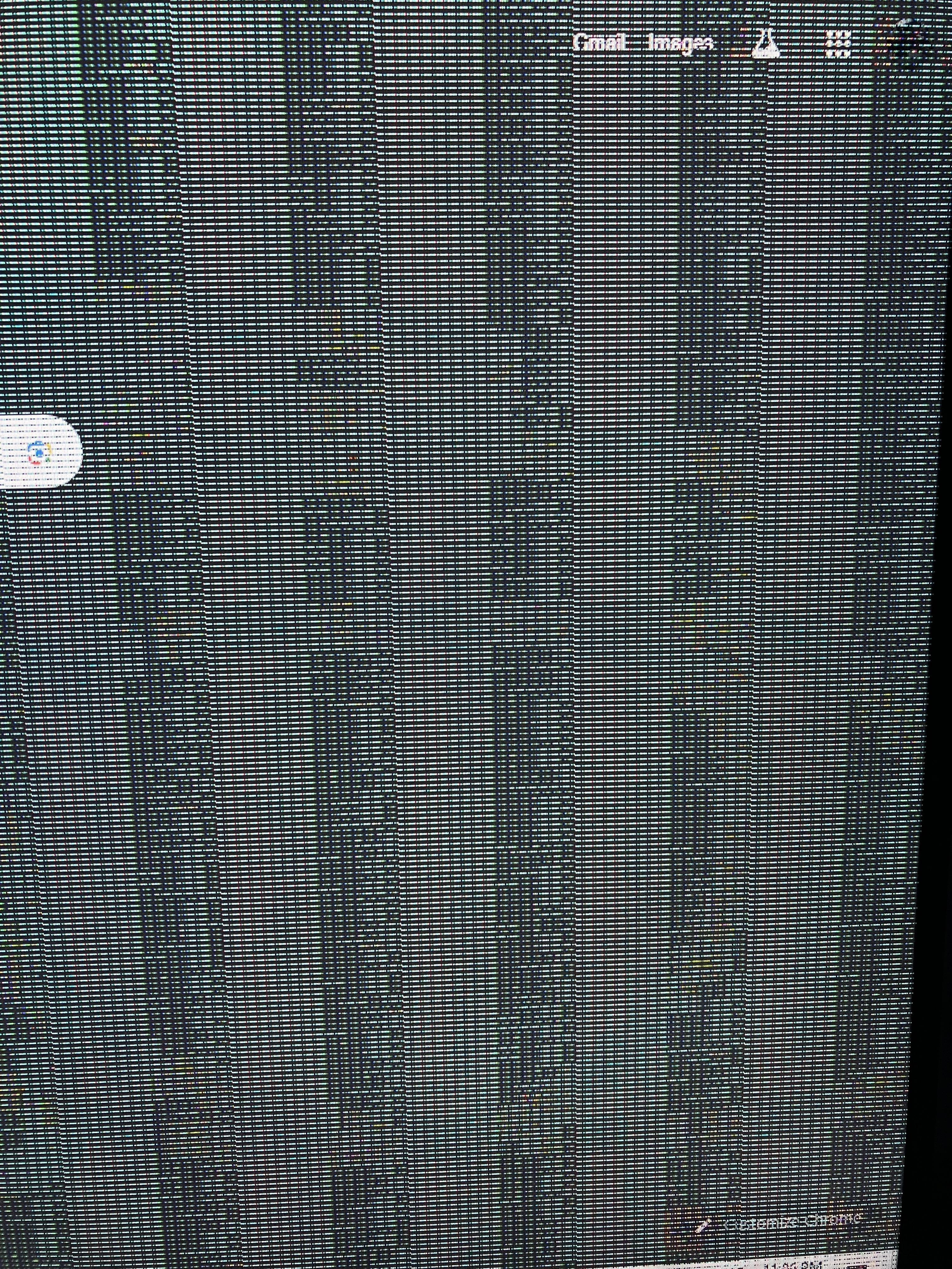 A glitched computer monitor screen with distorted text from a linux desktop setup