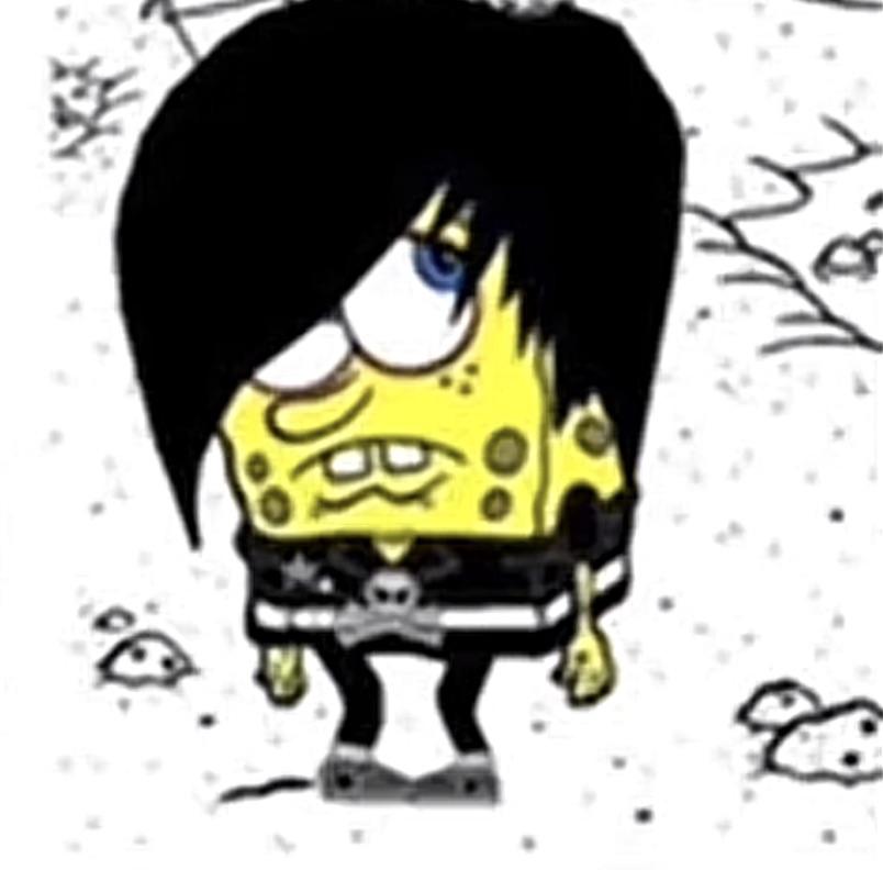Emo SpongeBob meme next to a Snapchat QR code for a freaky teen seeking a verbal daddy.