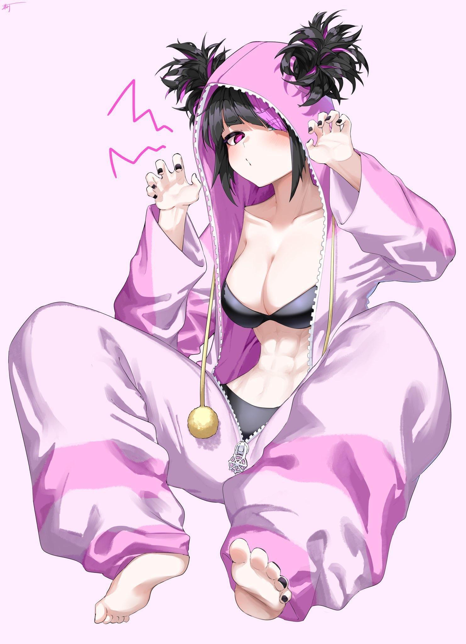 Busty anime girls and FNAF fan art including asian, ebony, and white characters with nipple piercings and big tits