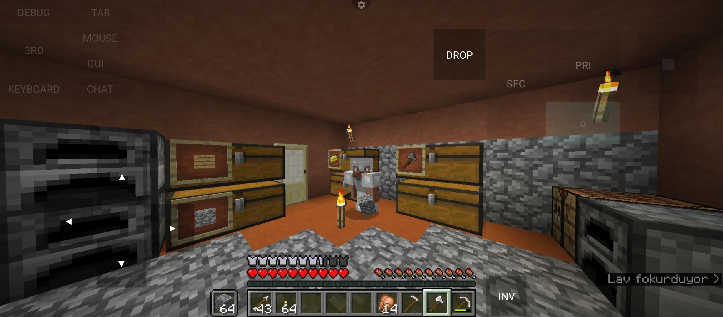 Minecraft survival builds featuring a starter base and a blocky avatar with a blue shirt fighting zombies and skeletons