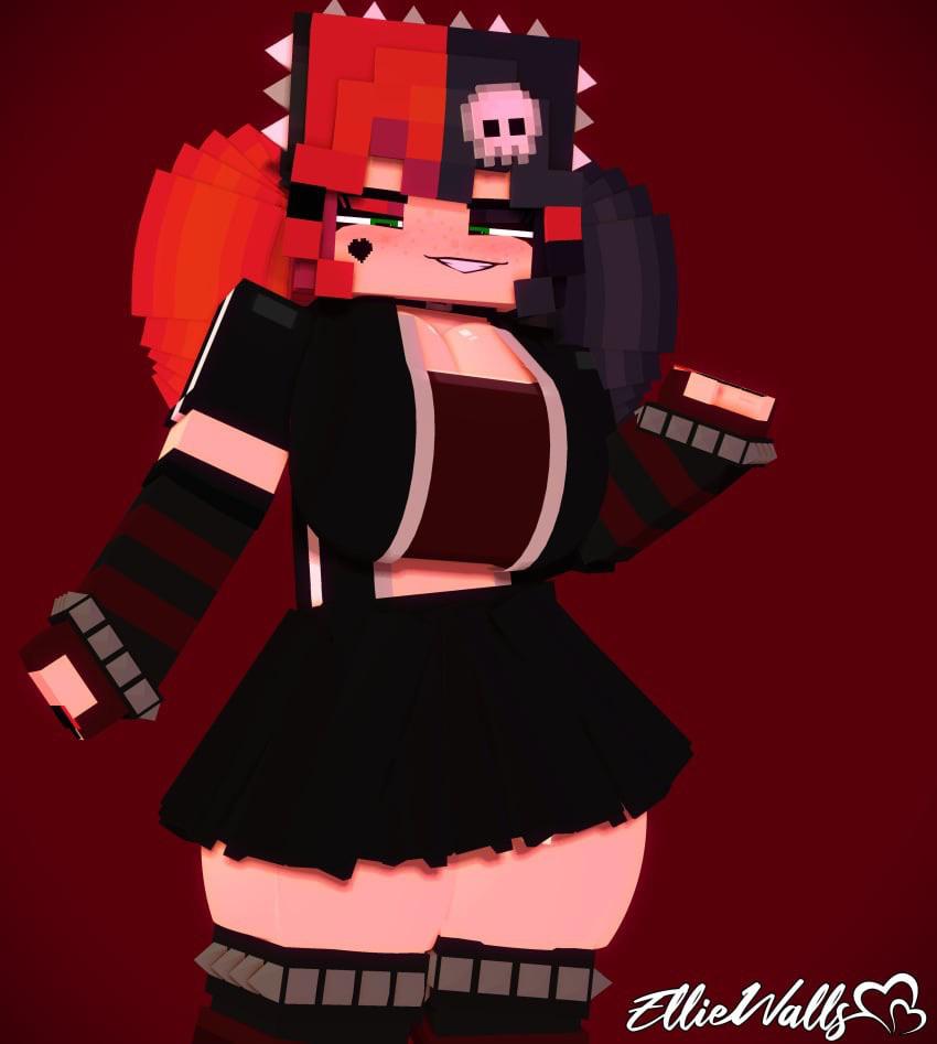 Minecraft fan art of busty characters in lewd poses with hentai captions