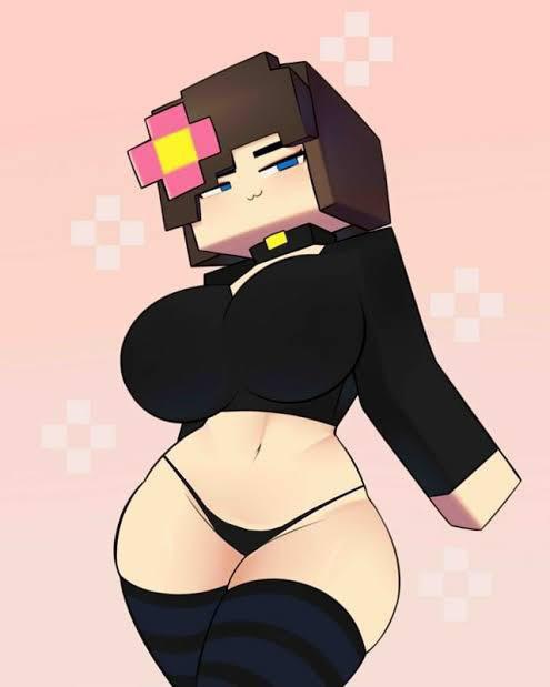 Minecraft fan art of busty characters in lewd poses with hentai captions