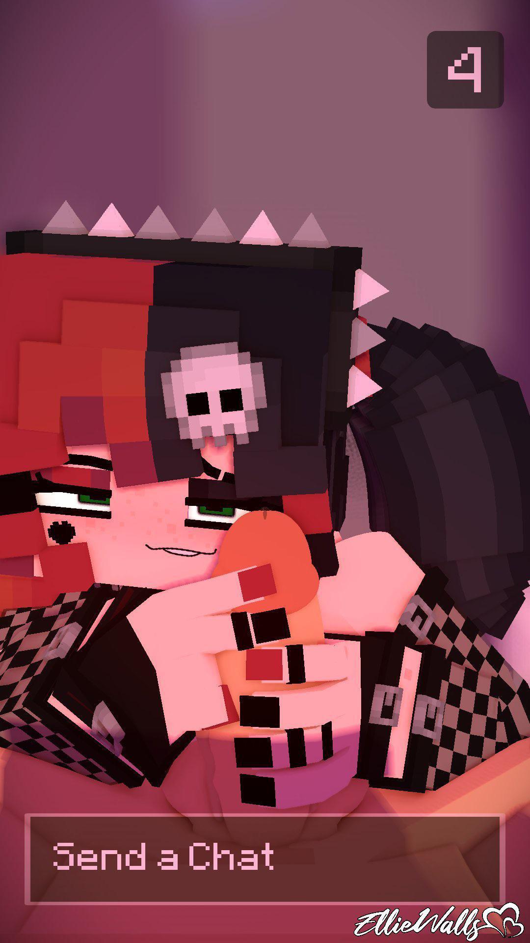 Minecraft fan art of busty characters in lewd poses with hentai captions