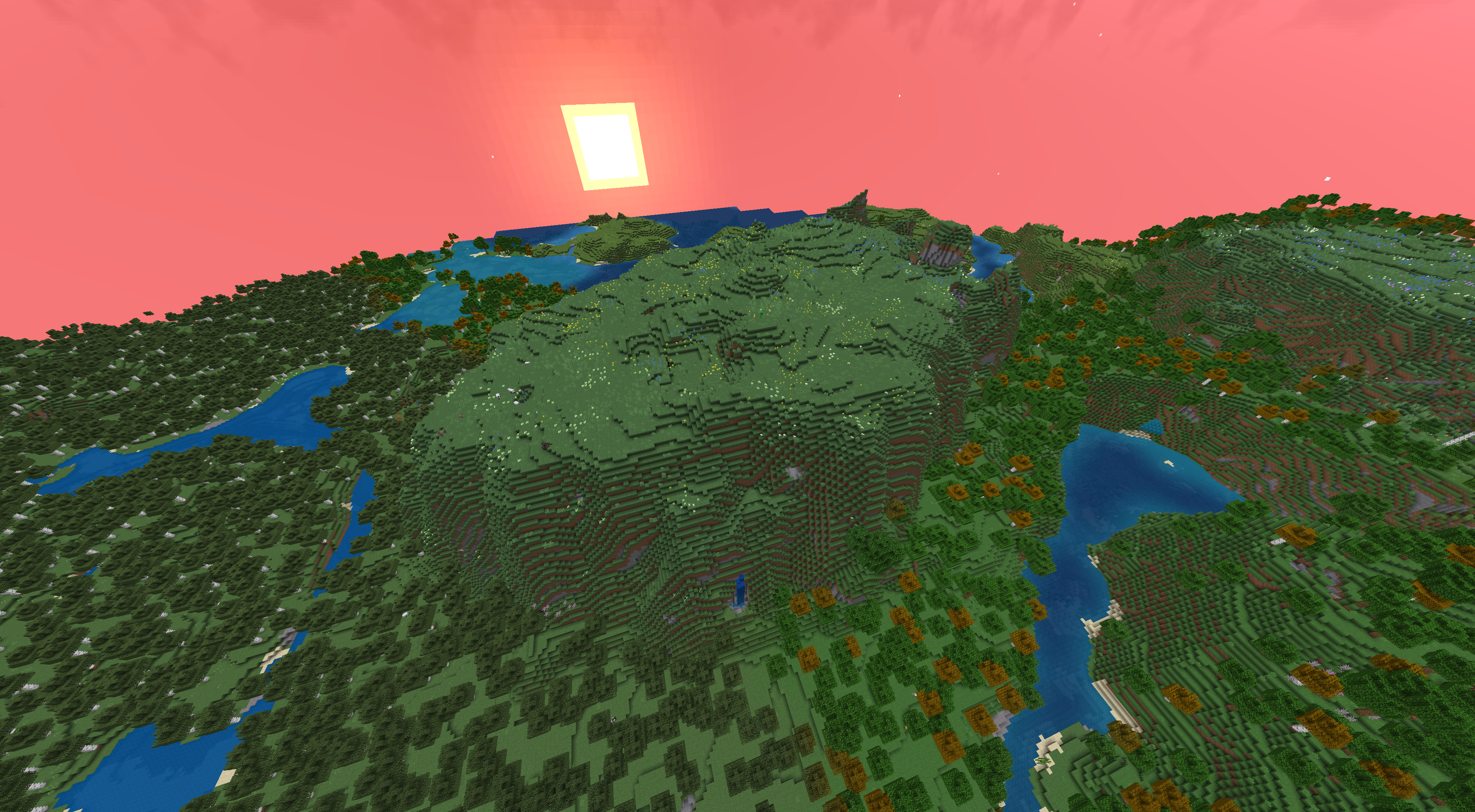 Minecraft landscape with underground caves, mountains, and waterfalls from seed 844424996132328