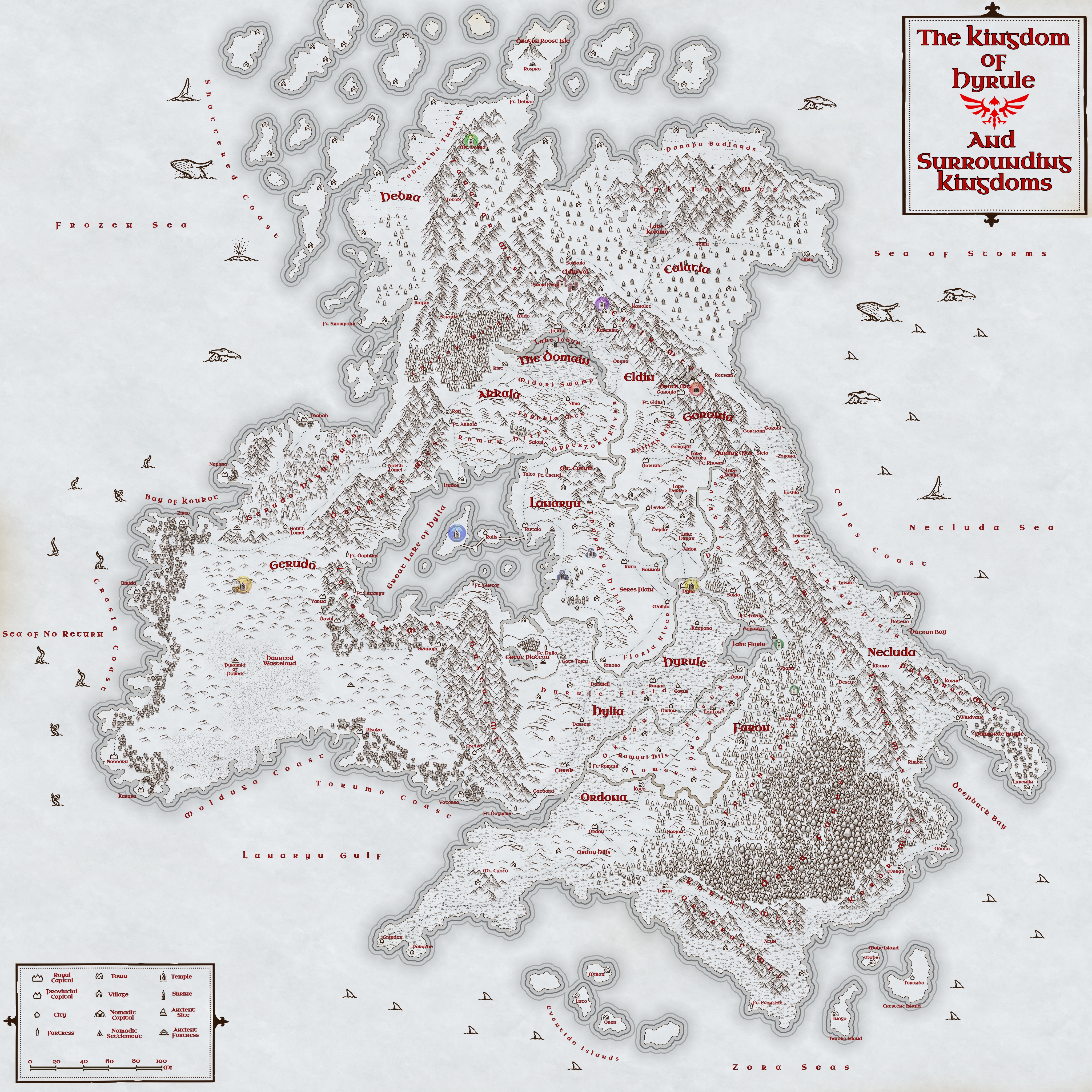 [ALL] [OC] Map of Hyrule and Surrounding Kingdoms | Scrolller