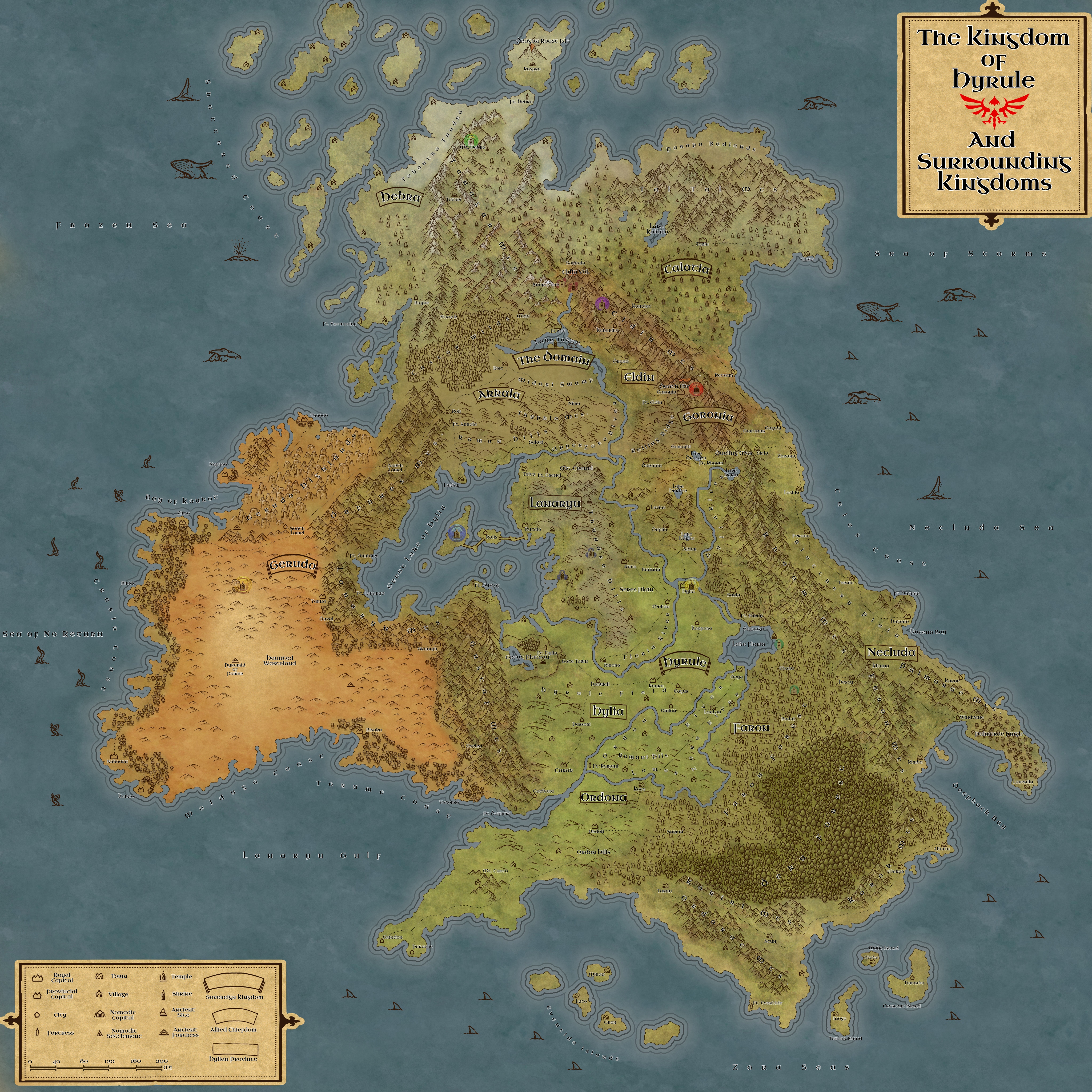 [ALL] [OC] Map of Hyrule and Surrounding Kingdoms | Scrolller