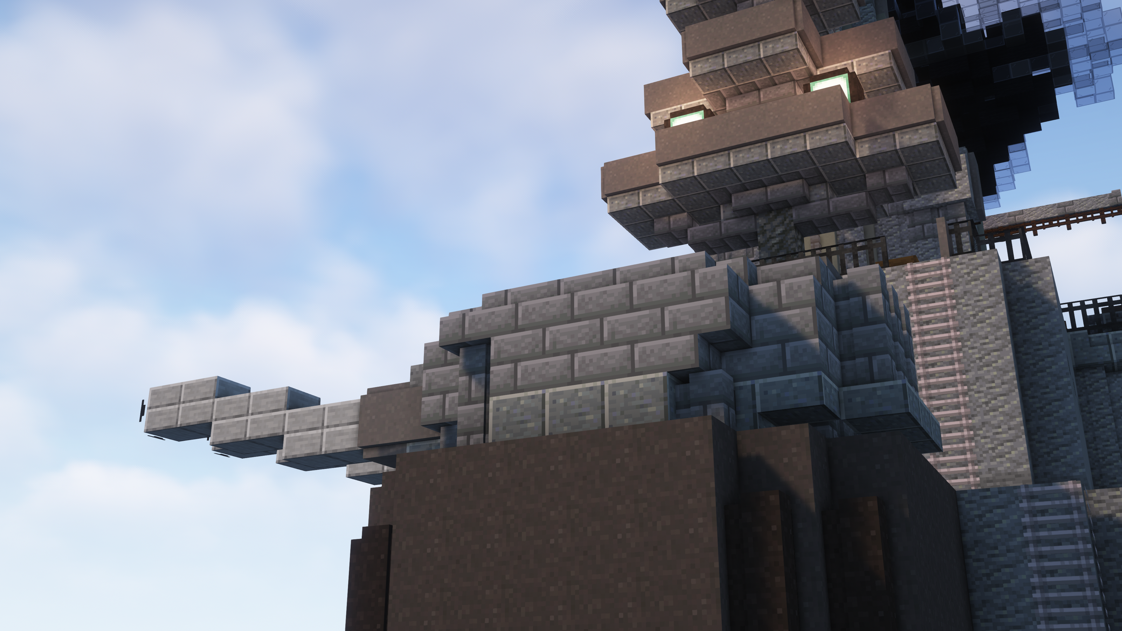 Minecraft mega builds of the strongest and biggest battleships from The Rumbling Project in a digital ocean