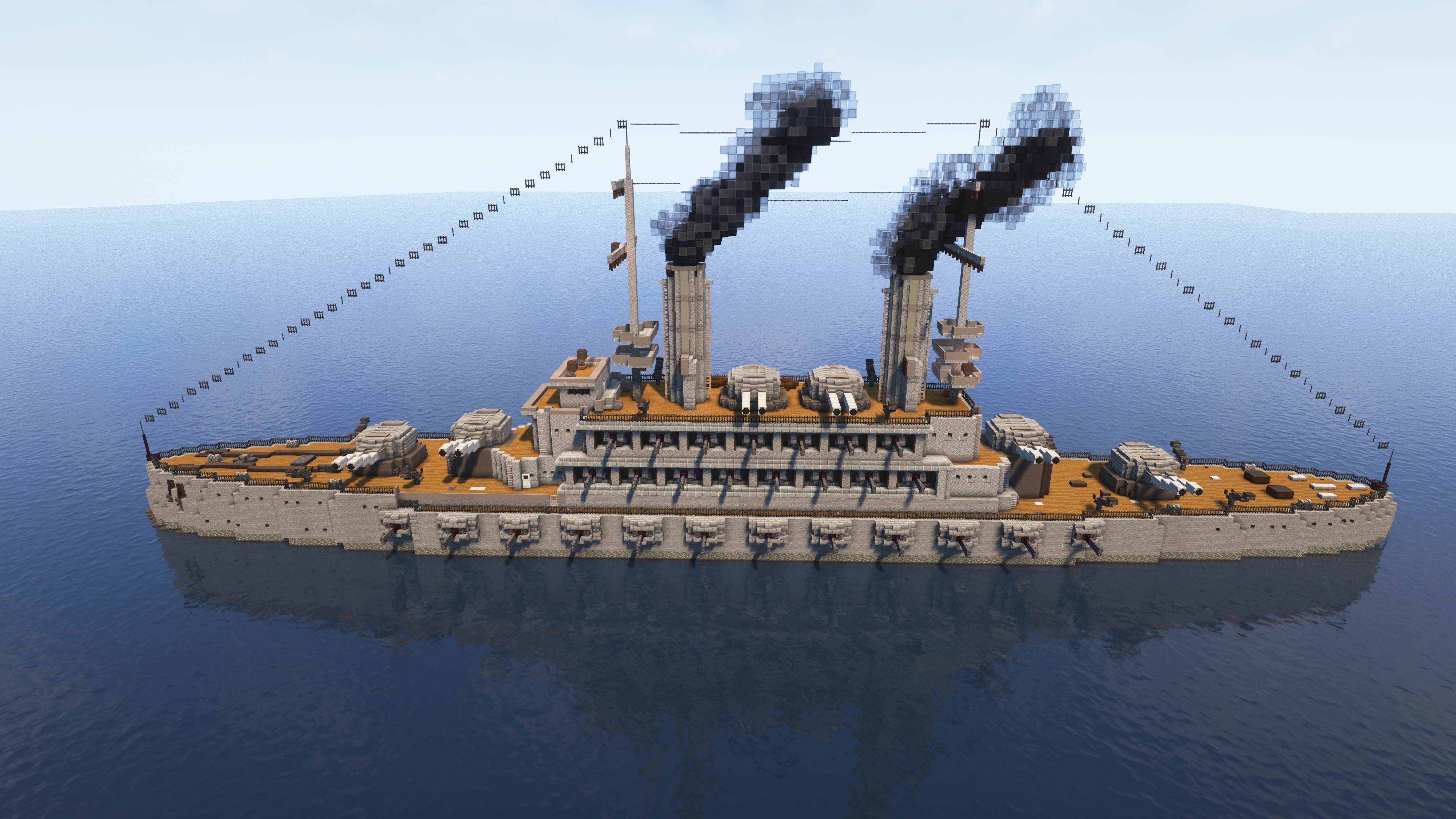Attack on Titan the strongest and the biggest battleships built in Minecraft |The Rumbling Project|