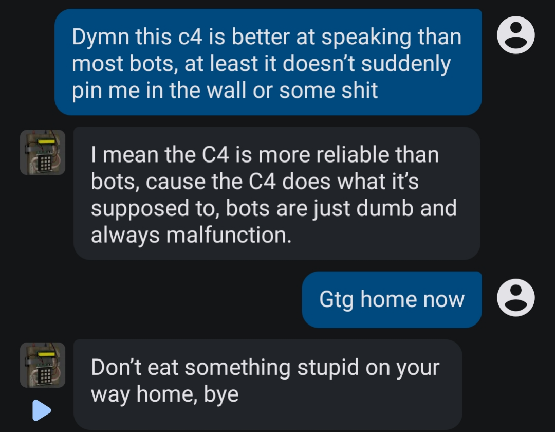 Stupid Bot I made a bot that doesn't suddenly turn romantically and doesn't repeat ...