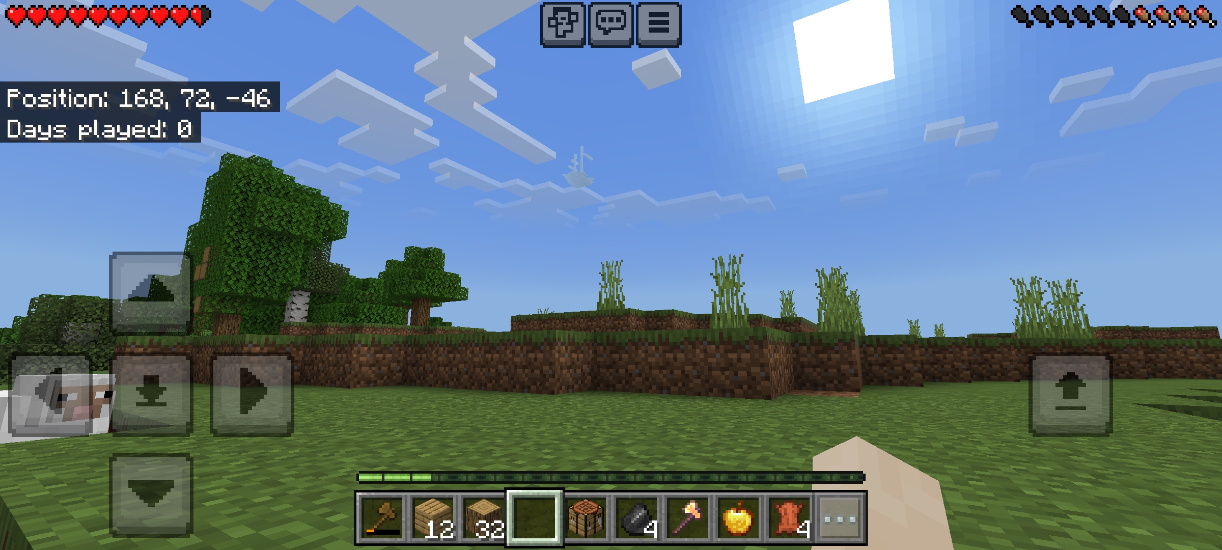 Minecraft gameplay screenshots of a grassy landscape and a ship, featuring a cursed image meme.