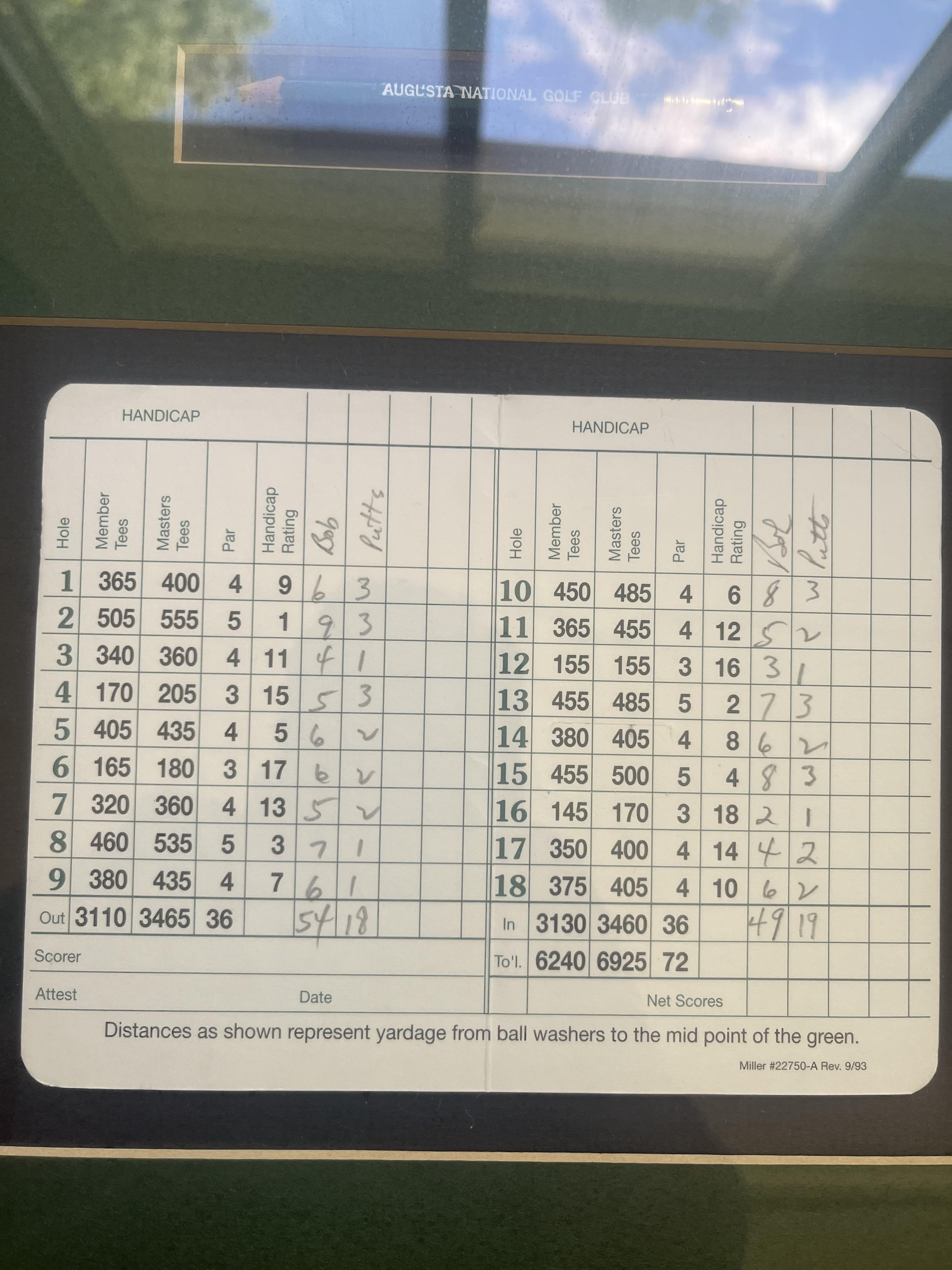 My Grandfather’s scorecard from when he played Augusta National | Scrolller