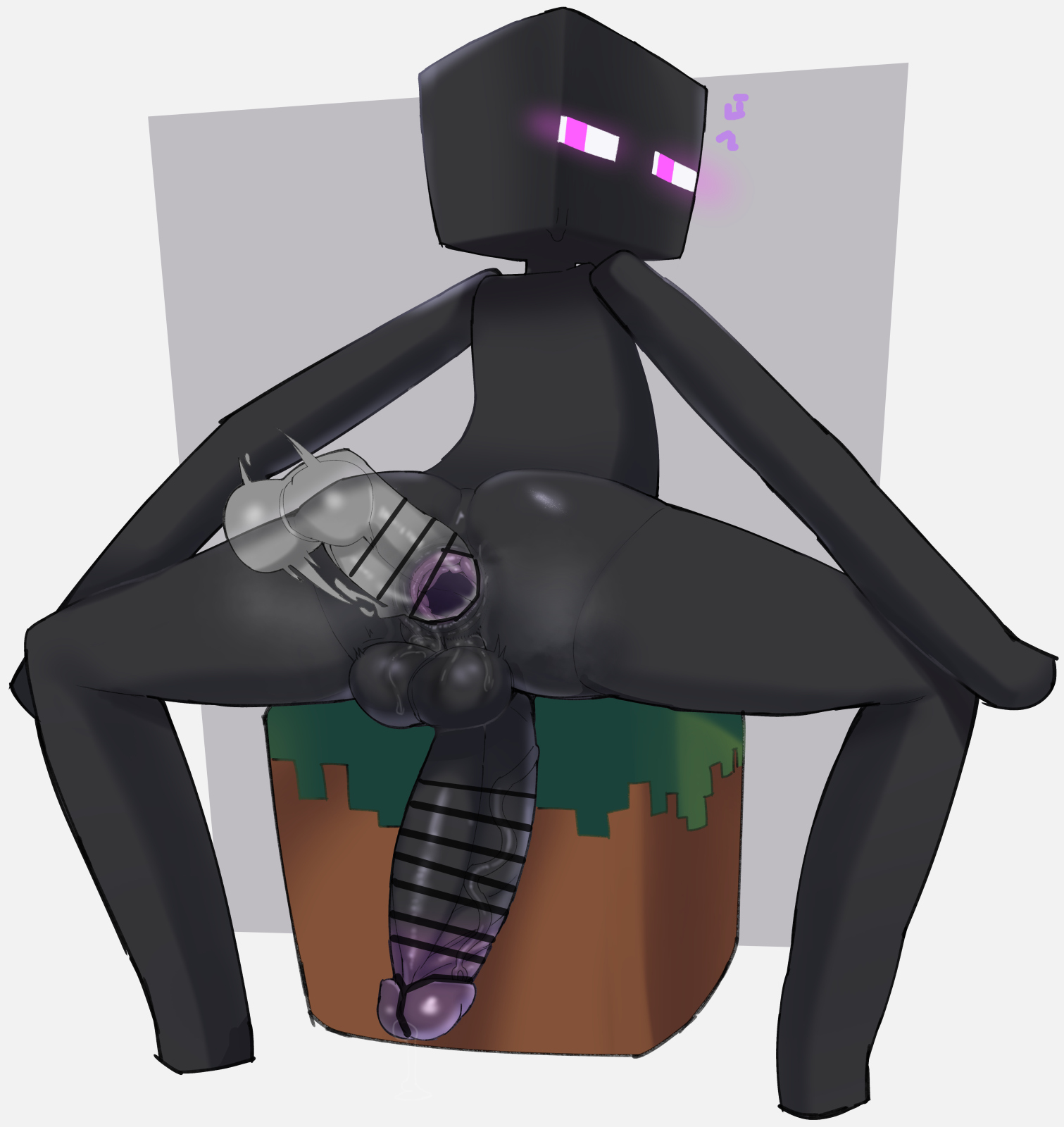 3D Minecraft Enderman hentai featuring anthropomorphic characters in standing sex and solo masturbation poses.
