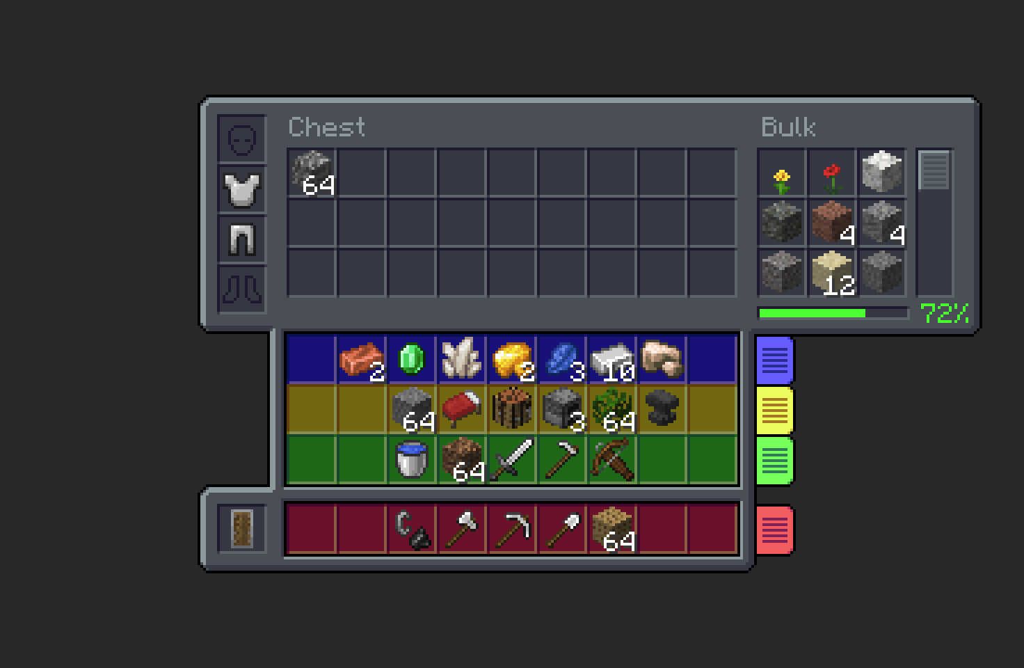 Drew a concept for a redesigned Inventory screen, with draggable rows ...