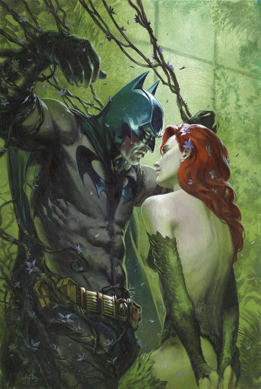 Batman DC comics cover art featuring a masked vigilante, sidekicks, and Catwoman in urban cityscapes