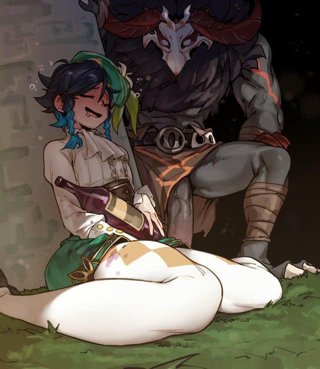 Futanari and femboy anime art featuring characters with penises in explicit poses