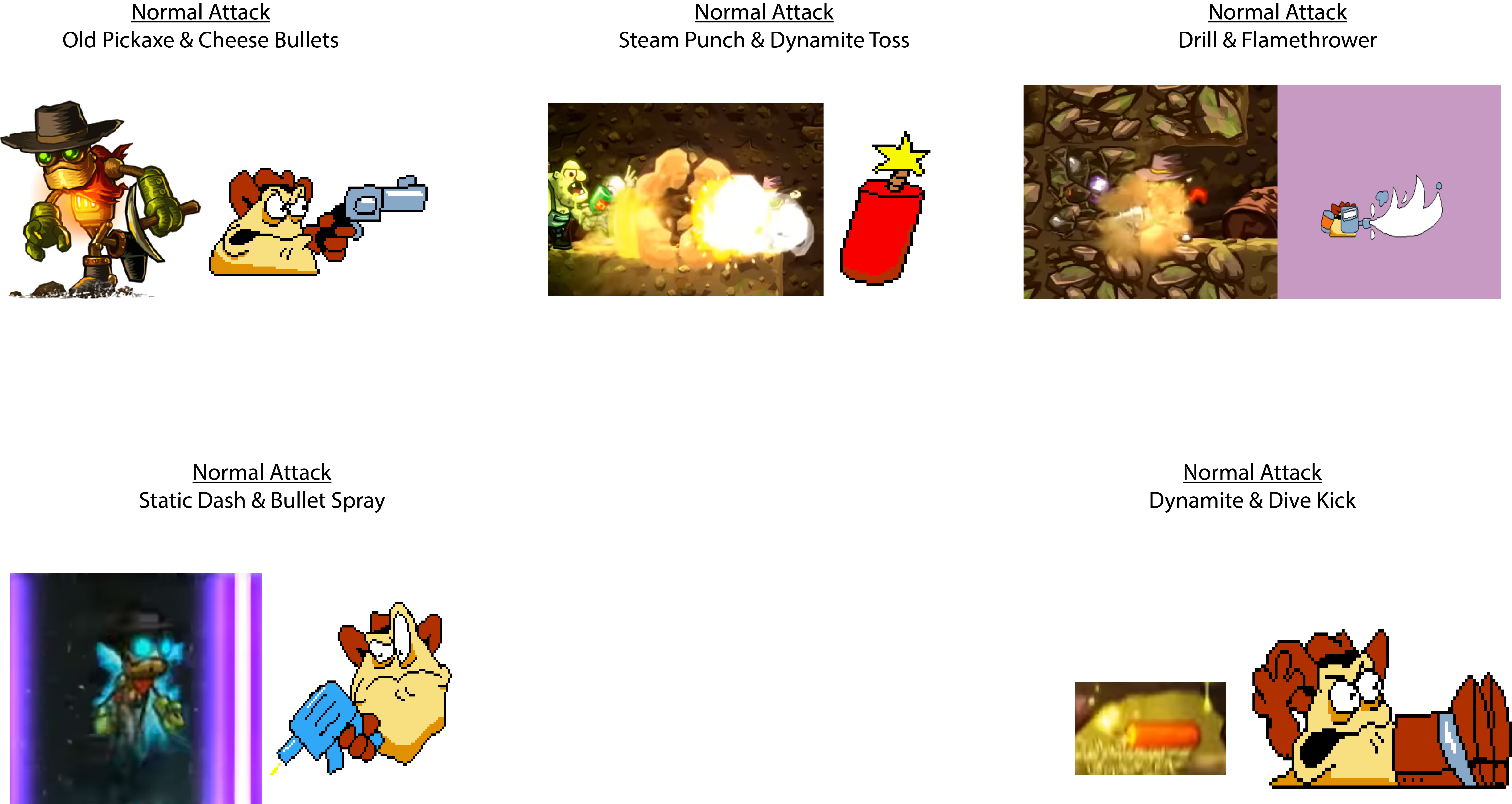 Rusty and The Vigilante tactical crossover RPG concept art featuring cartoon animals with a bazooka and energy attacks