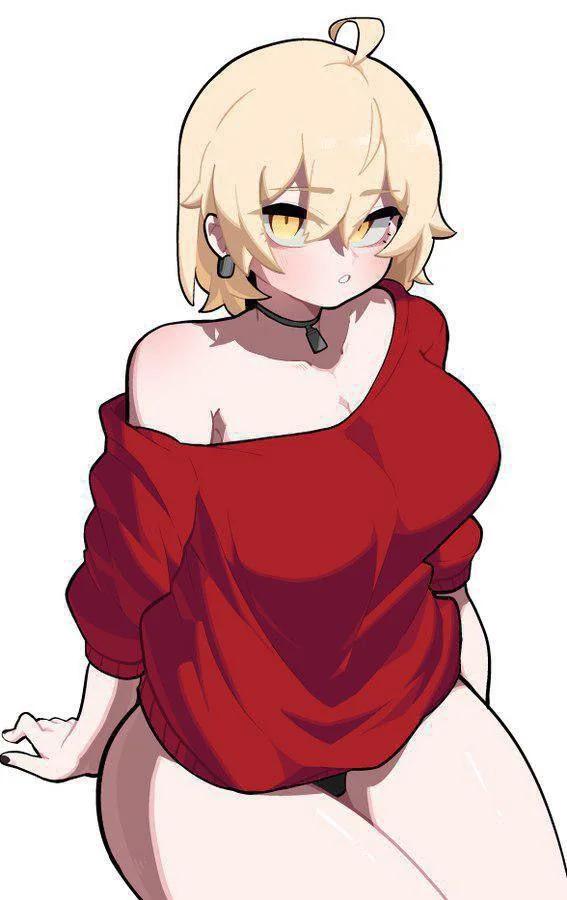 Hentai art of a tomboy and femboy roommate, plus busty and curvy anime women in lingerie and office wear.