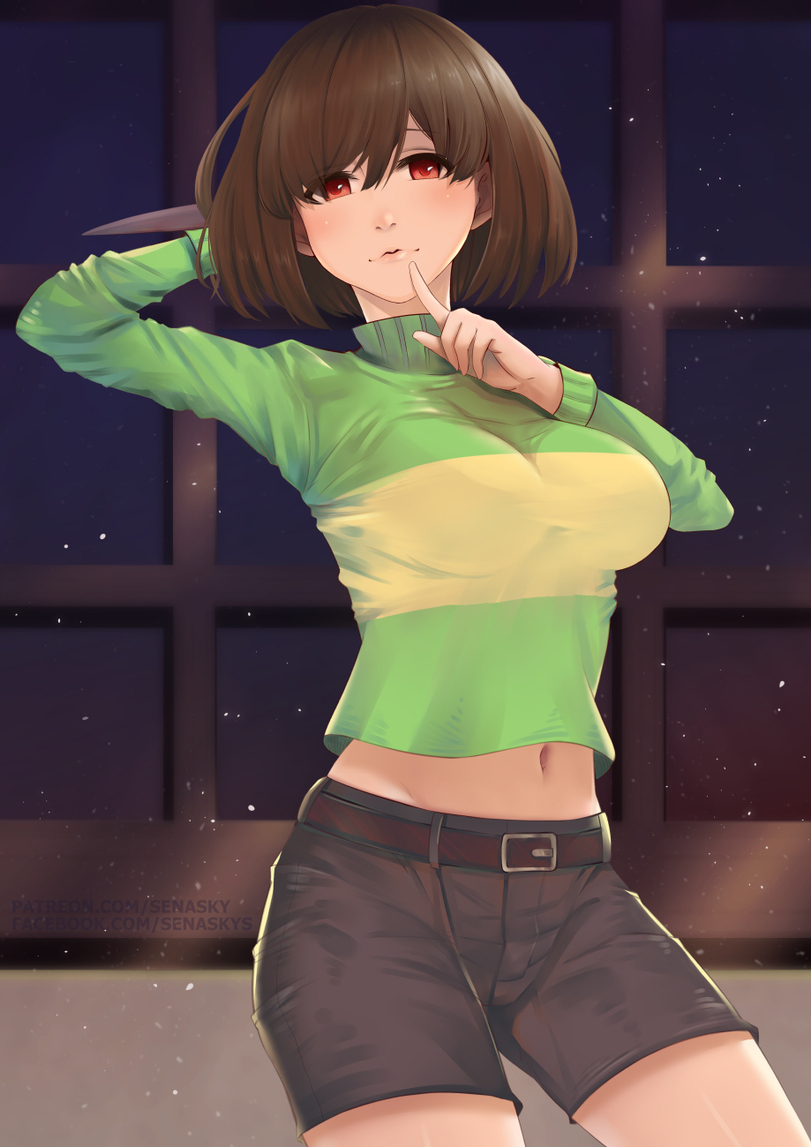 Hentai art of a tomboy and femboy roommate, plus busty and curvy anime women in lingerie and office wear.