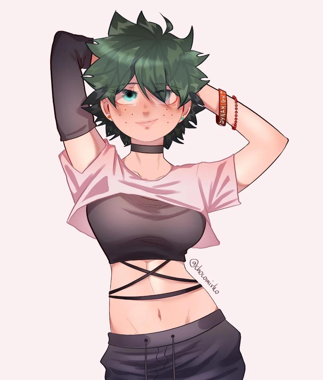 Hentai art of a tomboy and femboy roommate, plus busty and curvy anime women in lingerie and office wear.