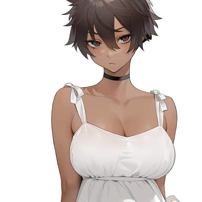 Hentai art of a tomboy and femboy roommate, plus busty and curvy anime women in lingerie and office wear.