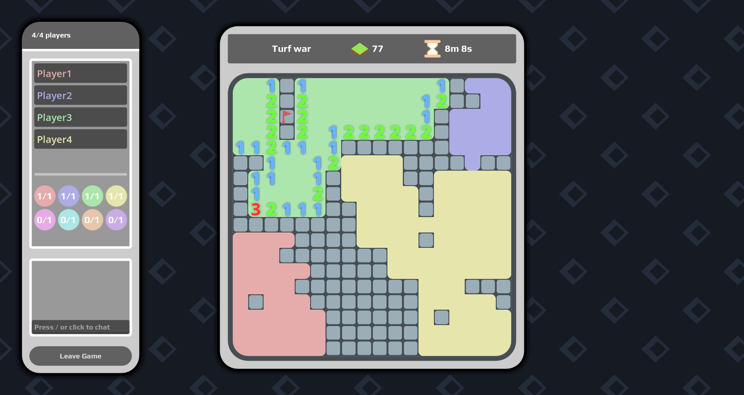 Working on a multiplayer minesweeper game. Any thoughts on the visual ...