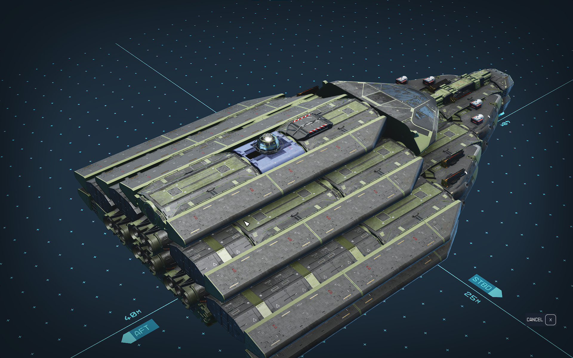 United Colonies Vanguard (UCV) Deep Space Destroyer spaceship model and UI from Starfield