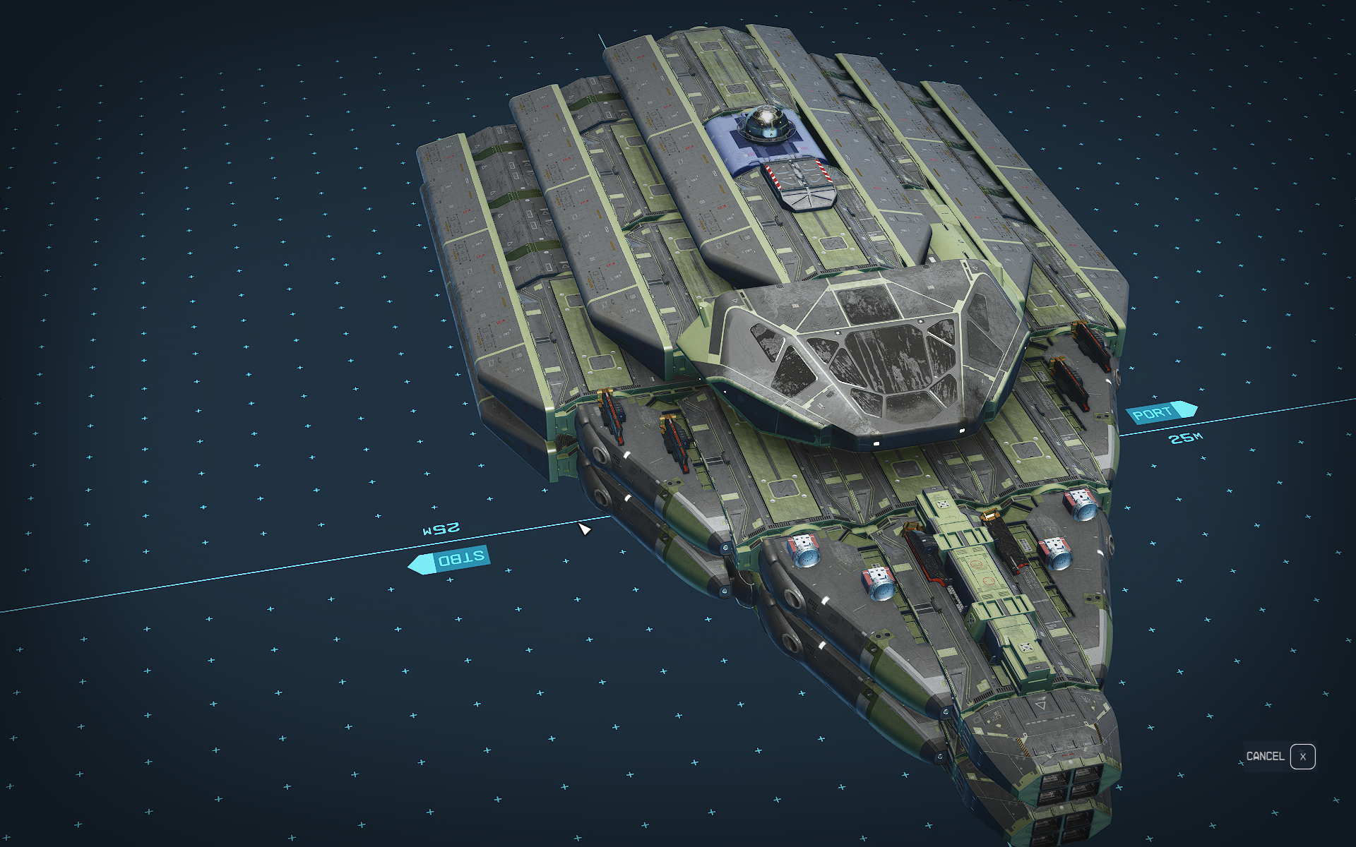United Colonies Vanguard (UCV) Deep Space Destroyer spaceship model and UI from Starfield