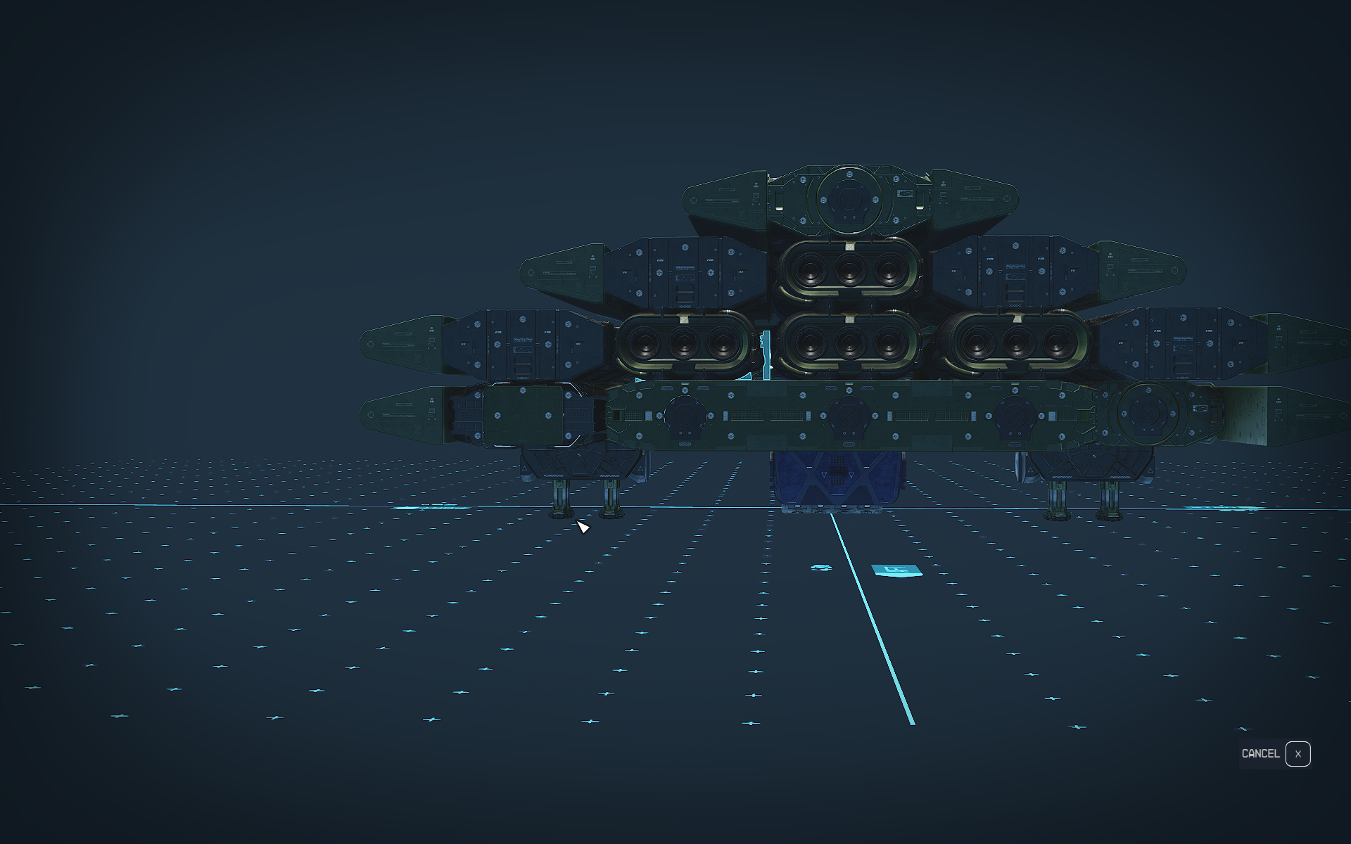 United Colonies Vanguard (UCV) Deep Space Destroyer spaceship model and UI from Starfield