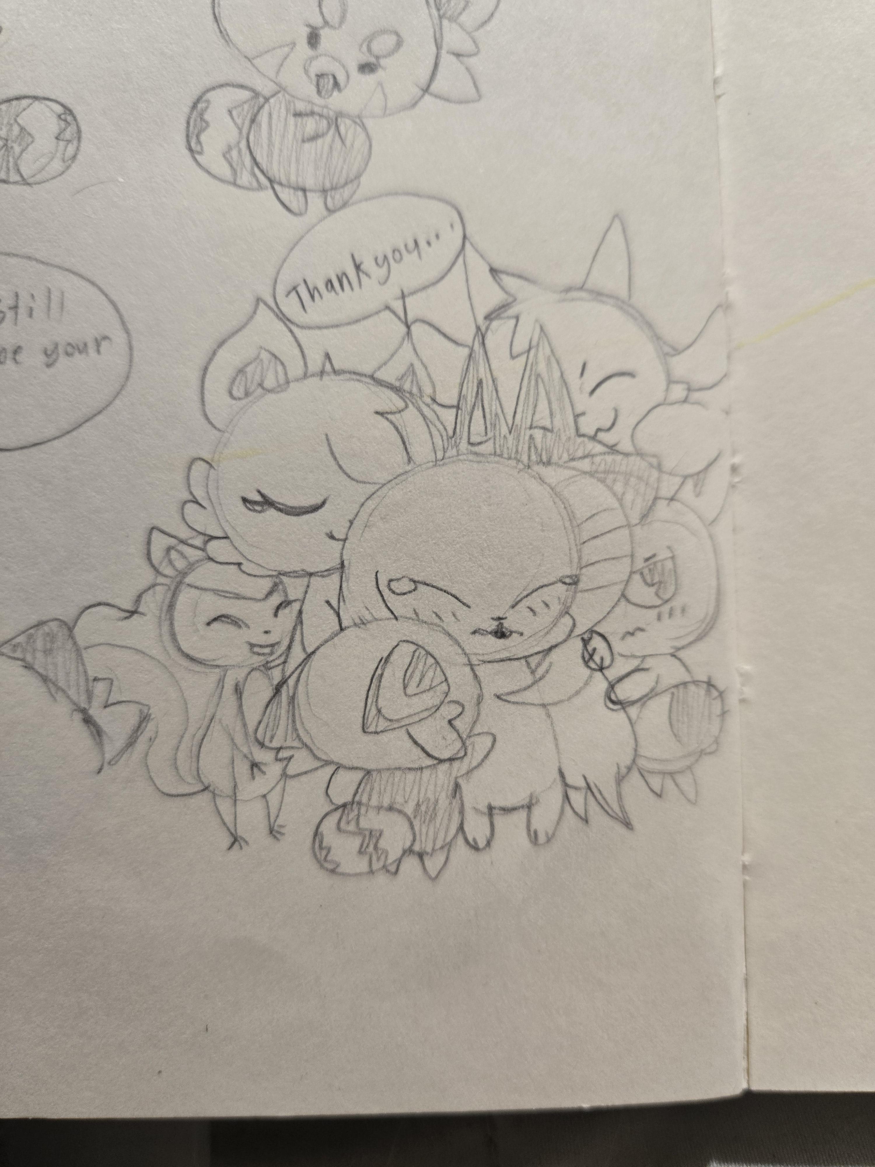 Chikn Nuggit fan art comic of kawaii anthropomorphic animals having a wholesome conversation on a white background
