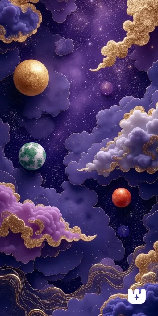 Chinese contemporary paper cutout art of a spiral galaxy, planets, Earth, and a red sun in outer space