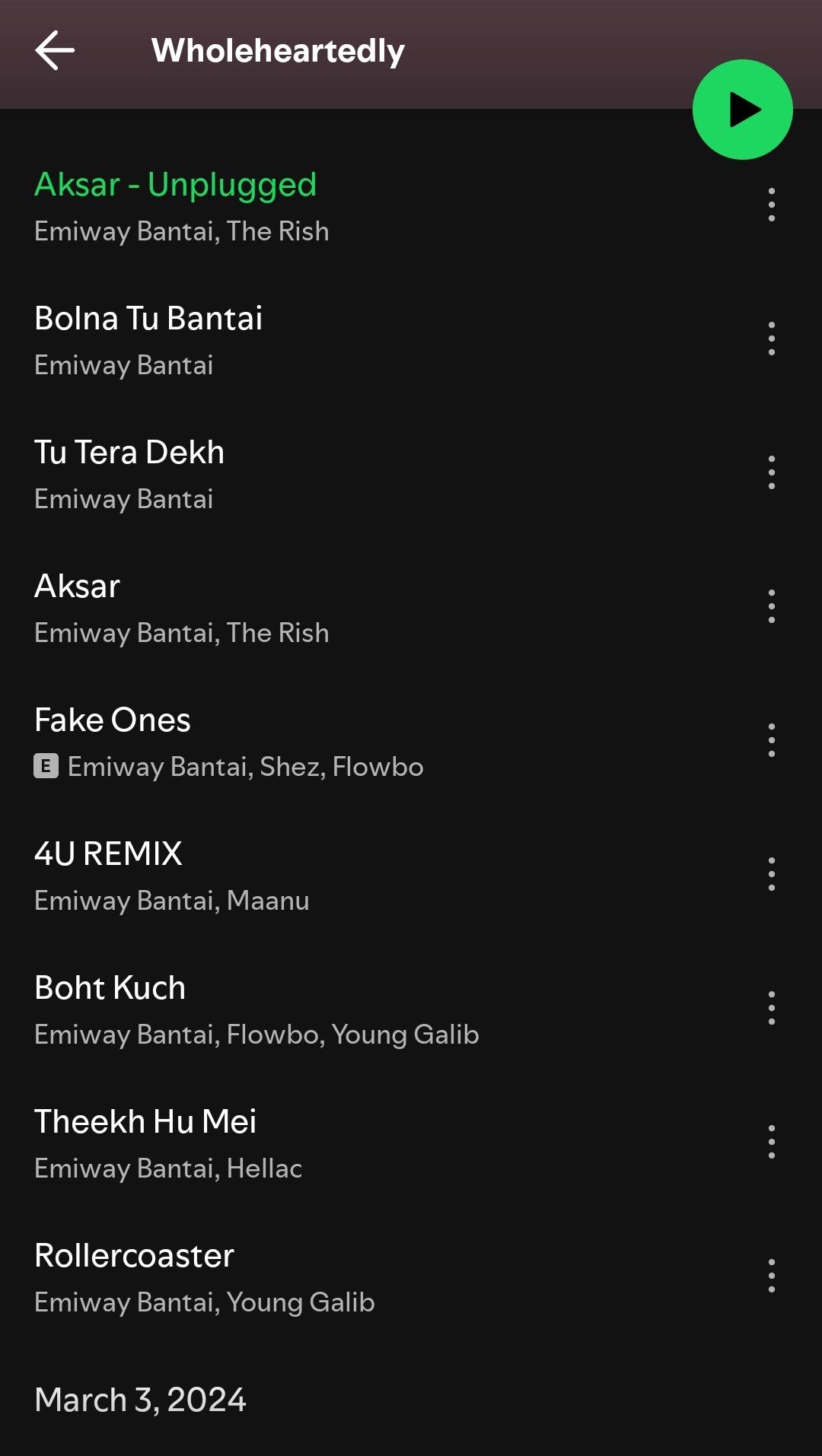 Emiway Bantai Wholeheartedly album cover and music streaming playlist with aesthetic dark pink wallpapers