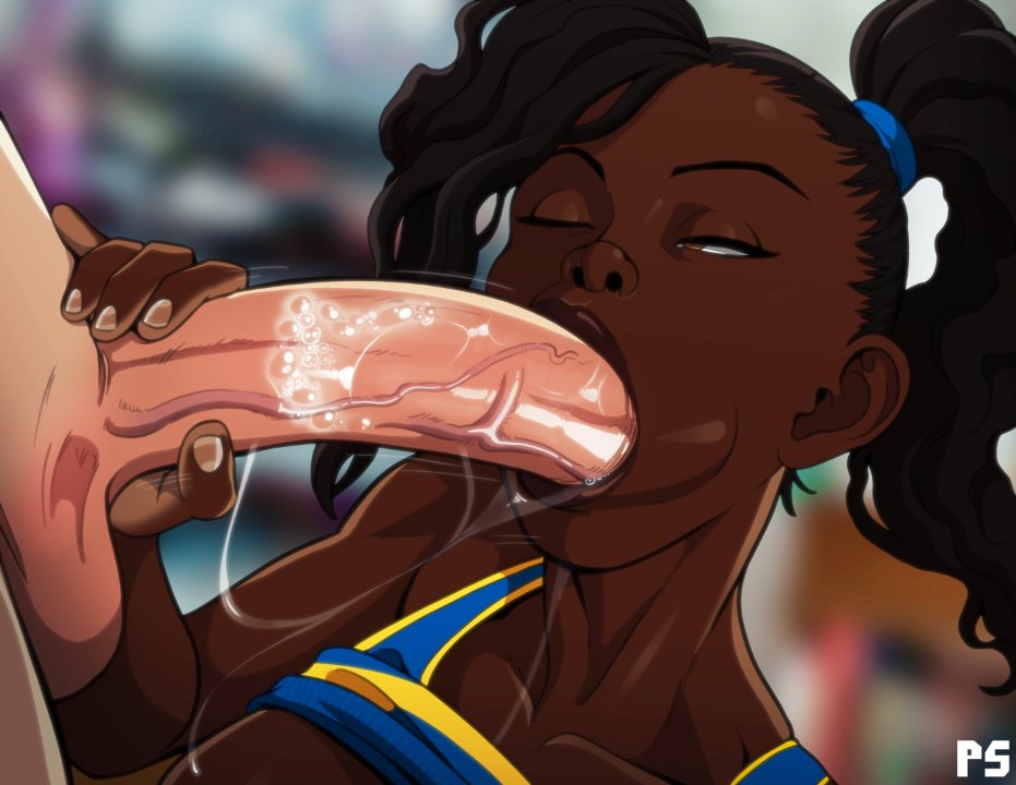 Hentai anime art of busty, muscular, and curvy women including a white bunny outfit and interracial characters