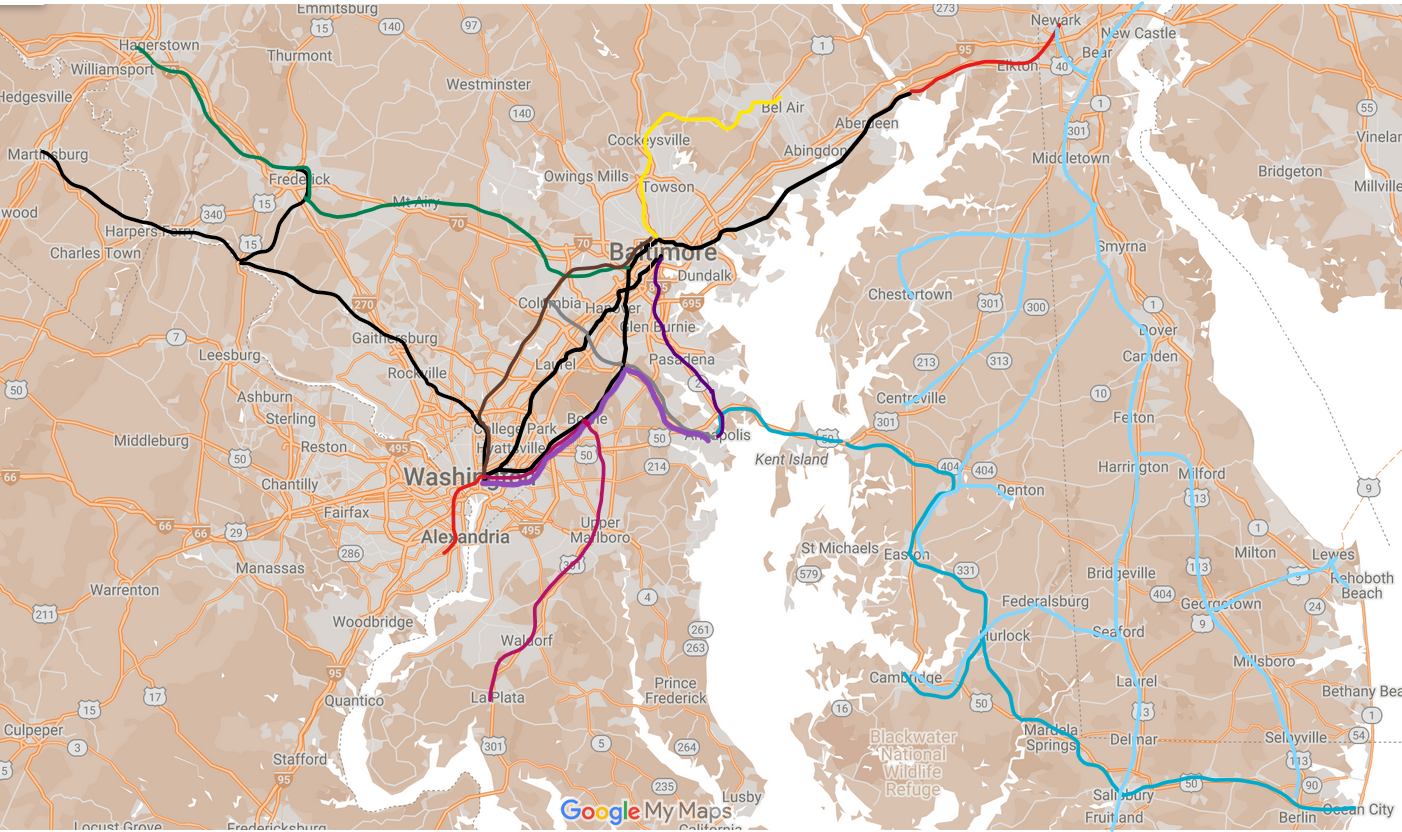 My fantasy map of an expanded MARC system, plus a hypothetical Delaware ...
