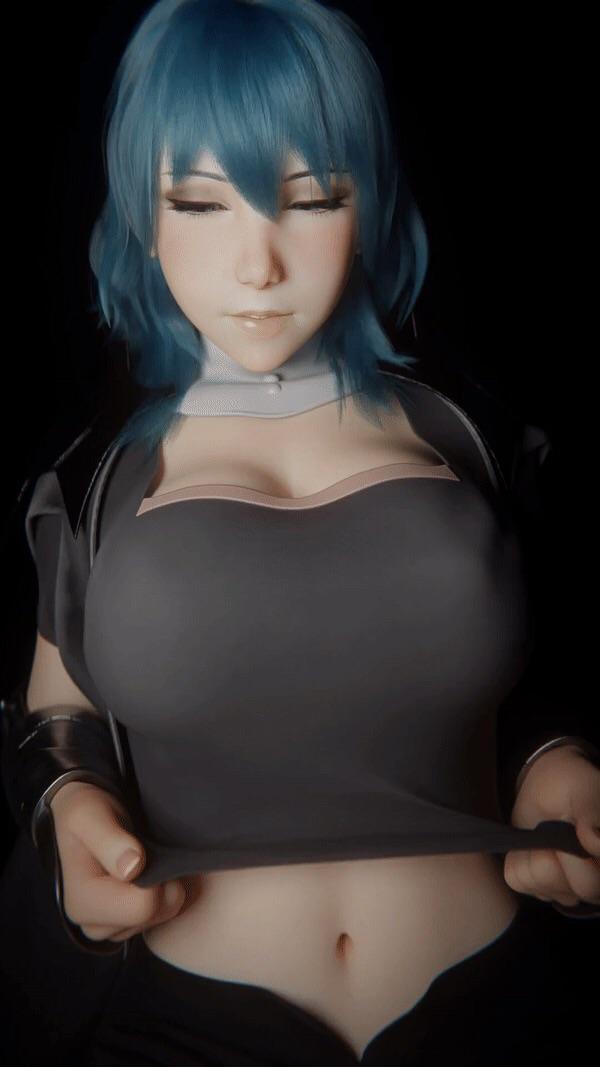 Anime and digital art of busty women in lingerie, revealing clothing, and bondage gear.