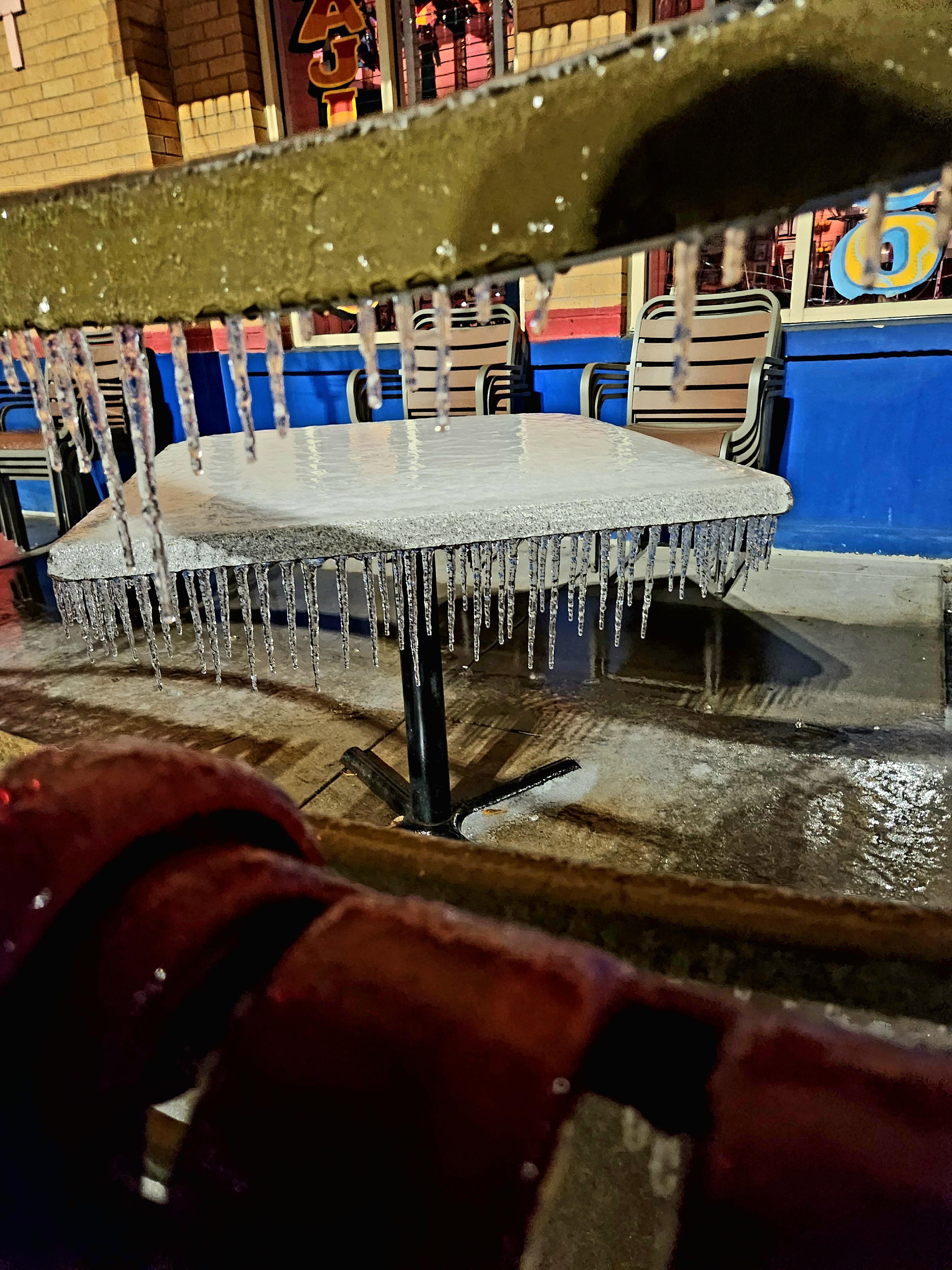 Oc frozen Texas Patio.