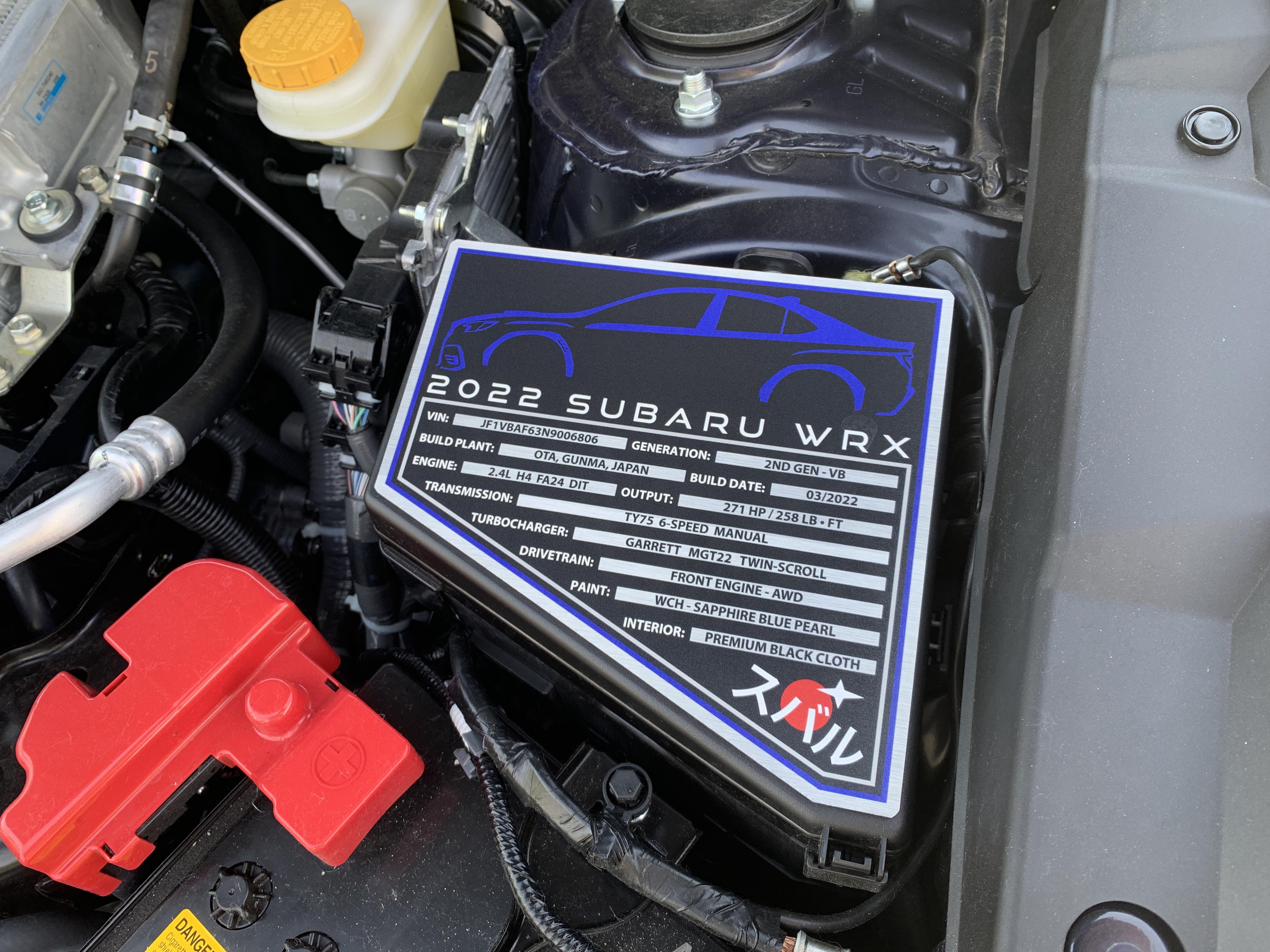 I make Custom Engine Bay Build Plaques. I think it adds a really unique ...