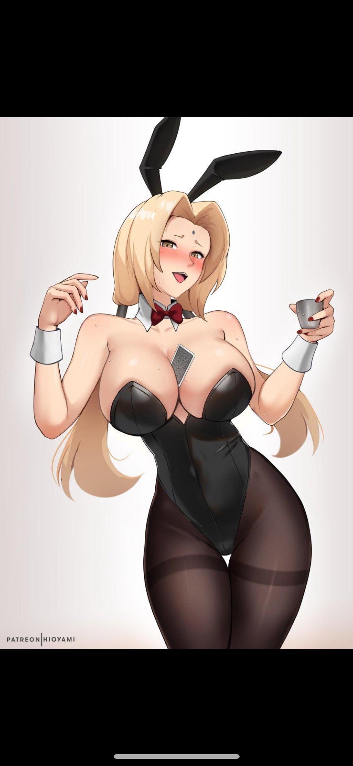 My Hero Academia anime girls in bunny suits, bikinis, and leotards showing cleavage and big ass pinup poses