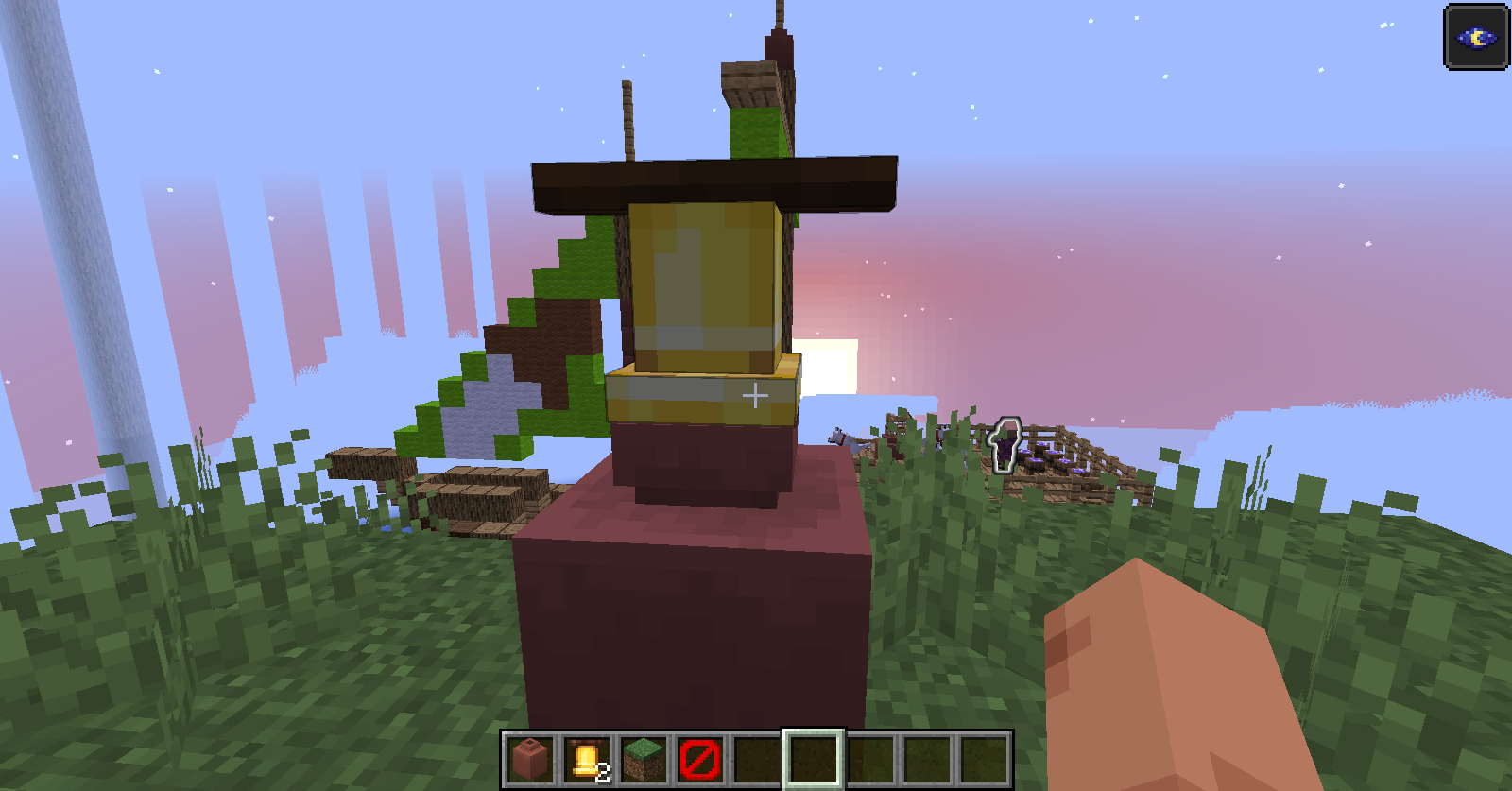 Decorated pot hacks in Minecraft featuring blocks, boats, swords, banners, and flowers